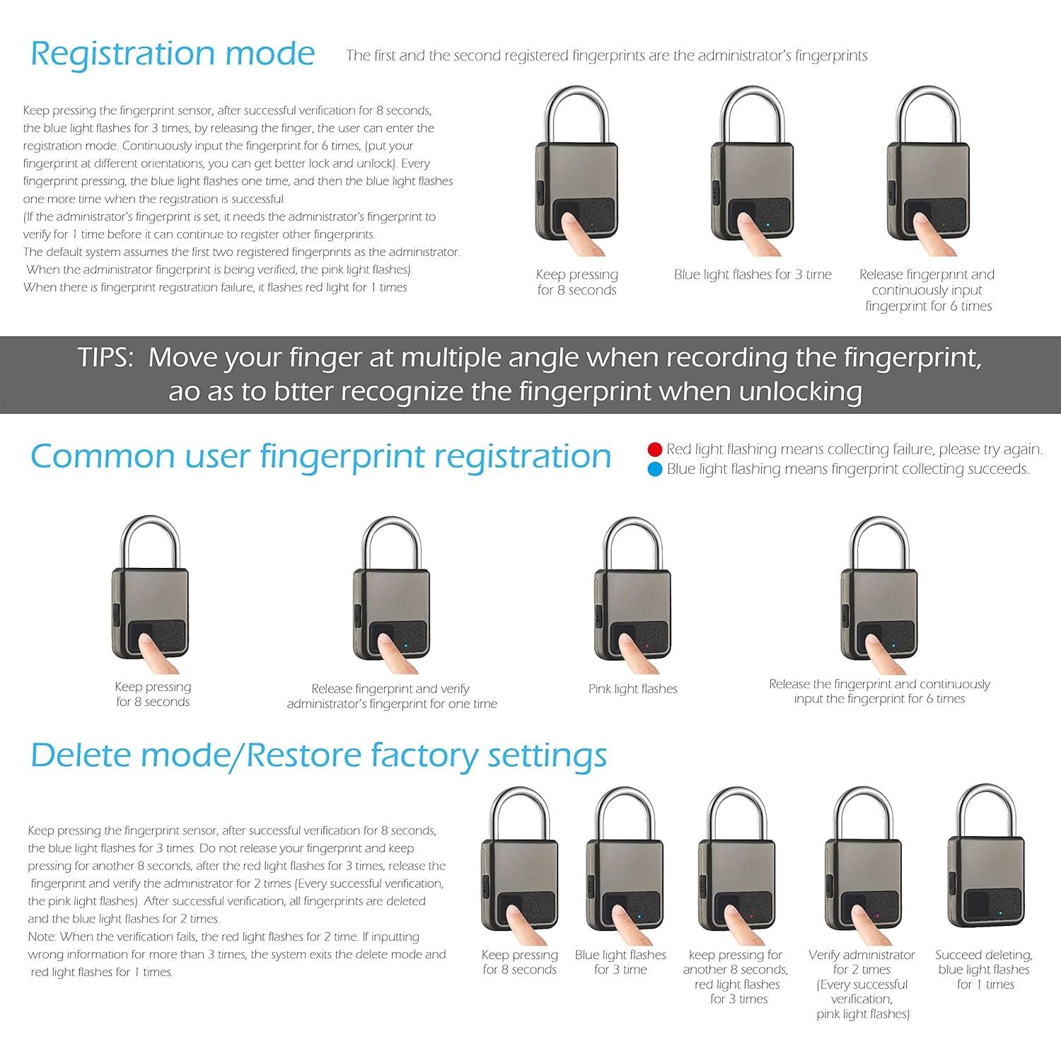 Candado Biométrico Newisdomake Gris con Huella Dactilar