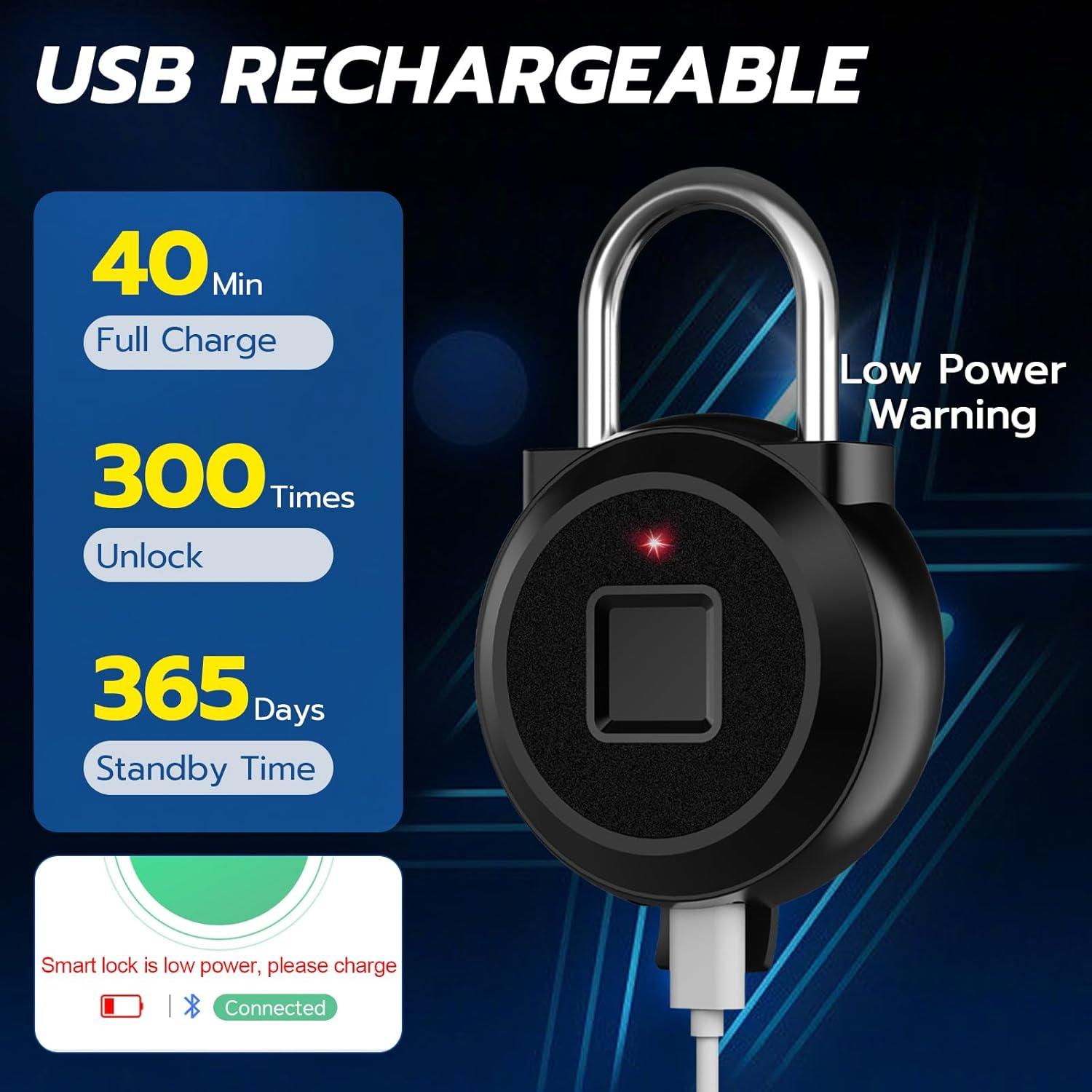 Candado Biométrico eLinkSmart Negro para Taquilla de Gimnasio