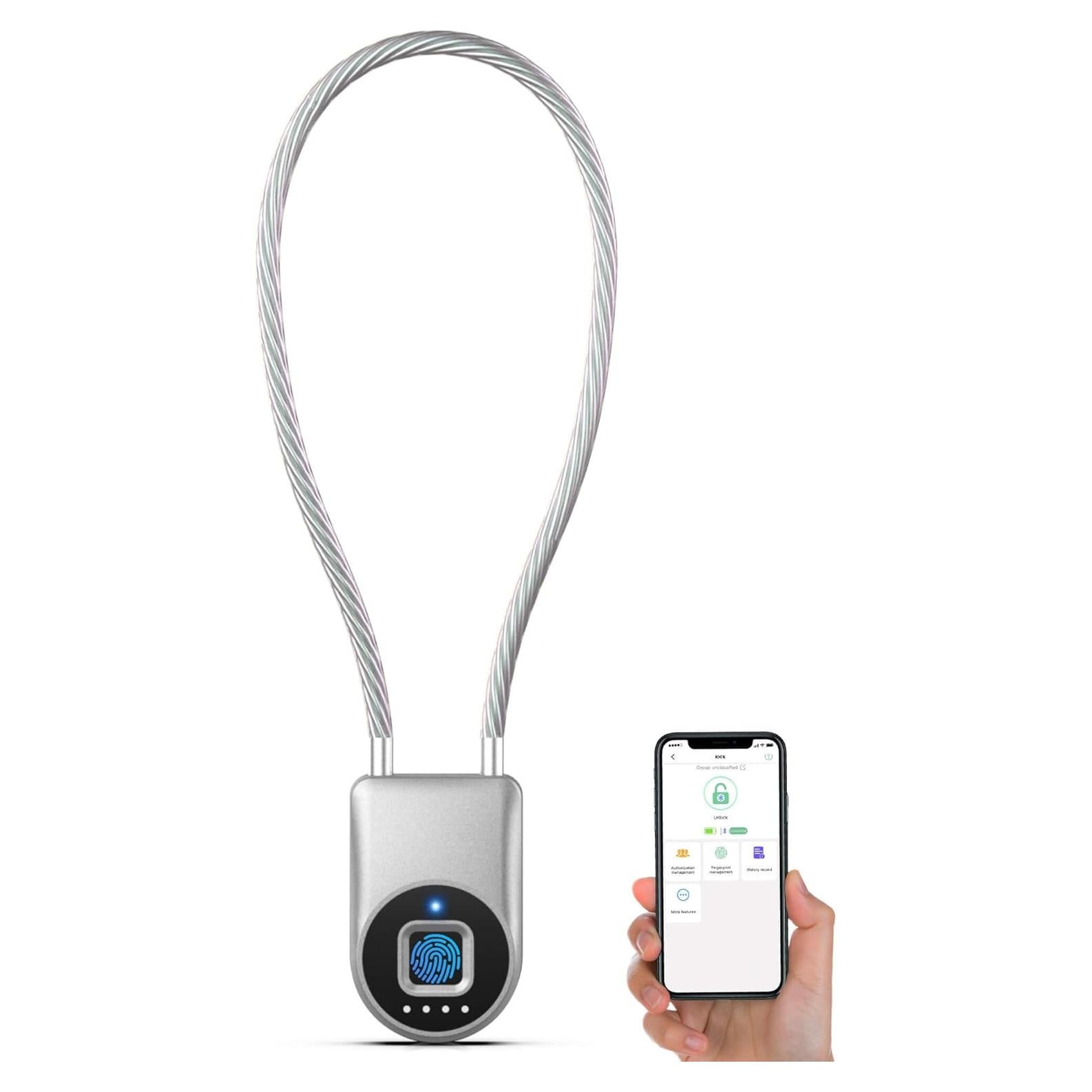 Candado de Cable Biométrico Anweller P2B 35,56 cm Plata