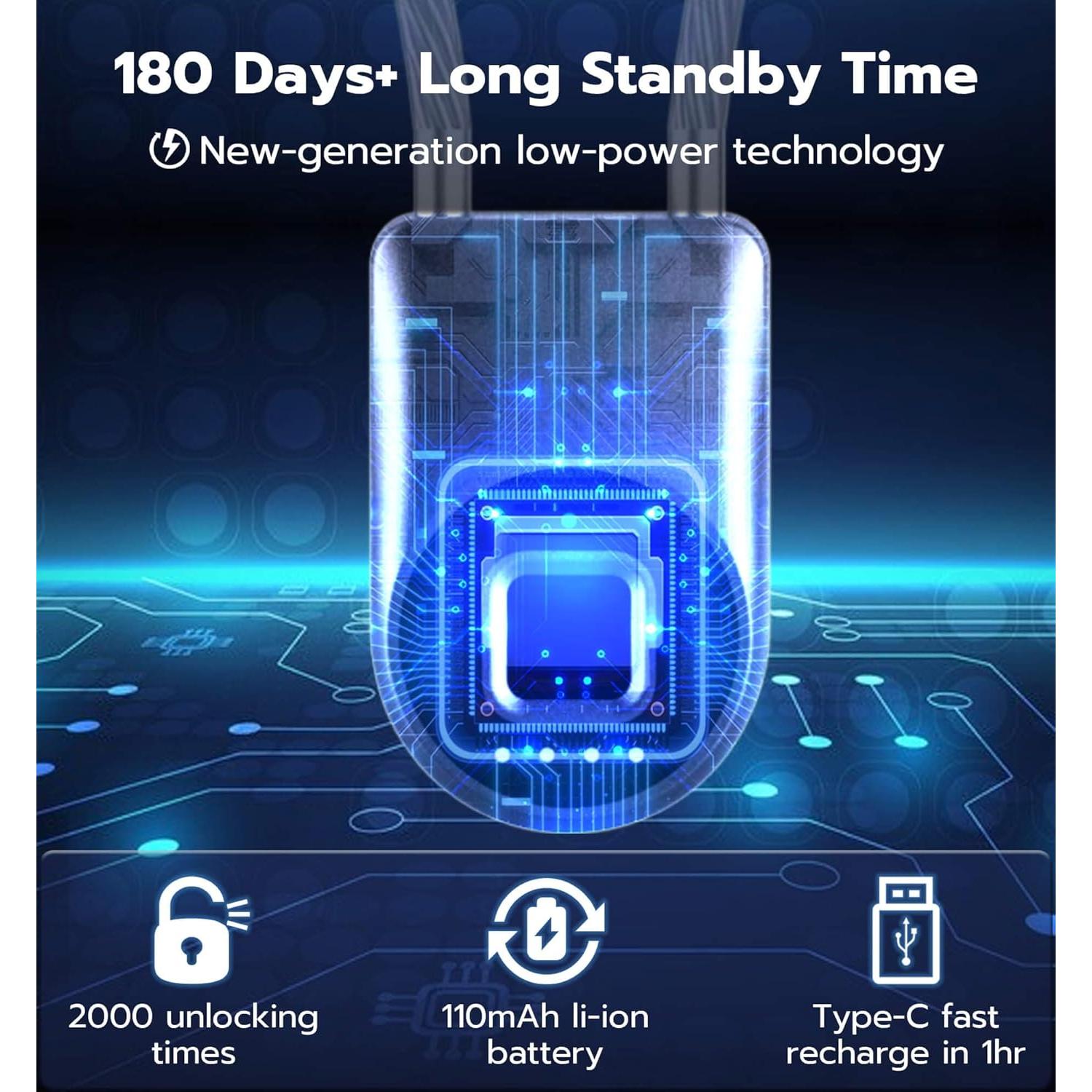 Candado de Cable Biométrico Anweller P2B 35,56 cm Plata