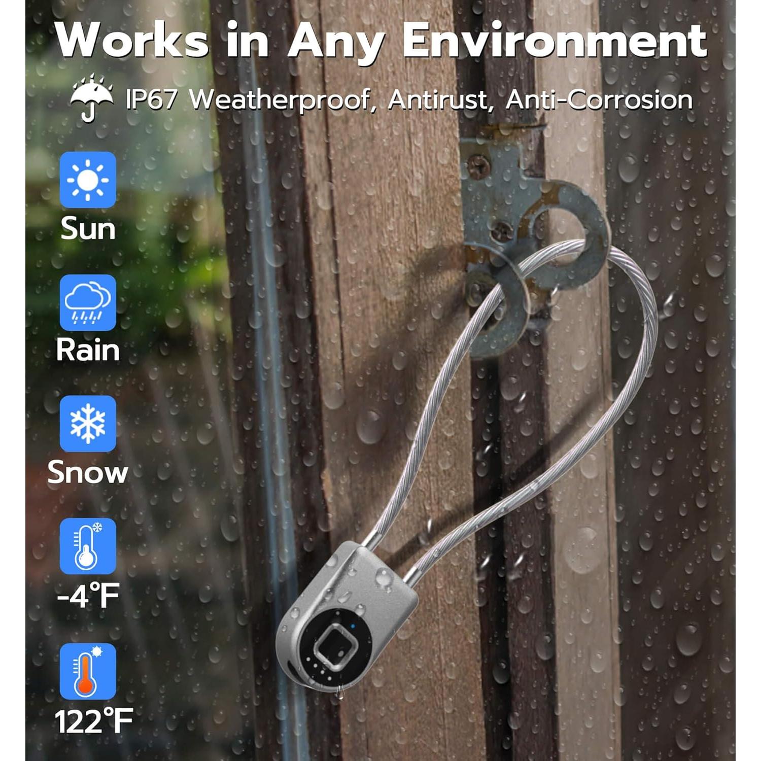 Candado de Cable Biométrico Anweller P2B 35,56 cm Plata