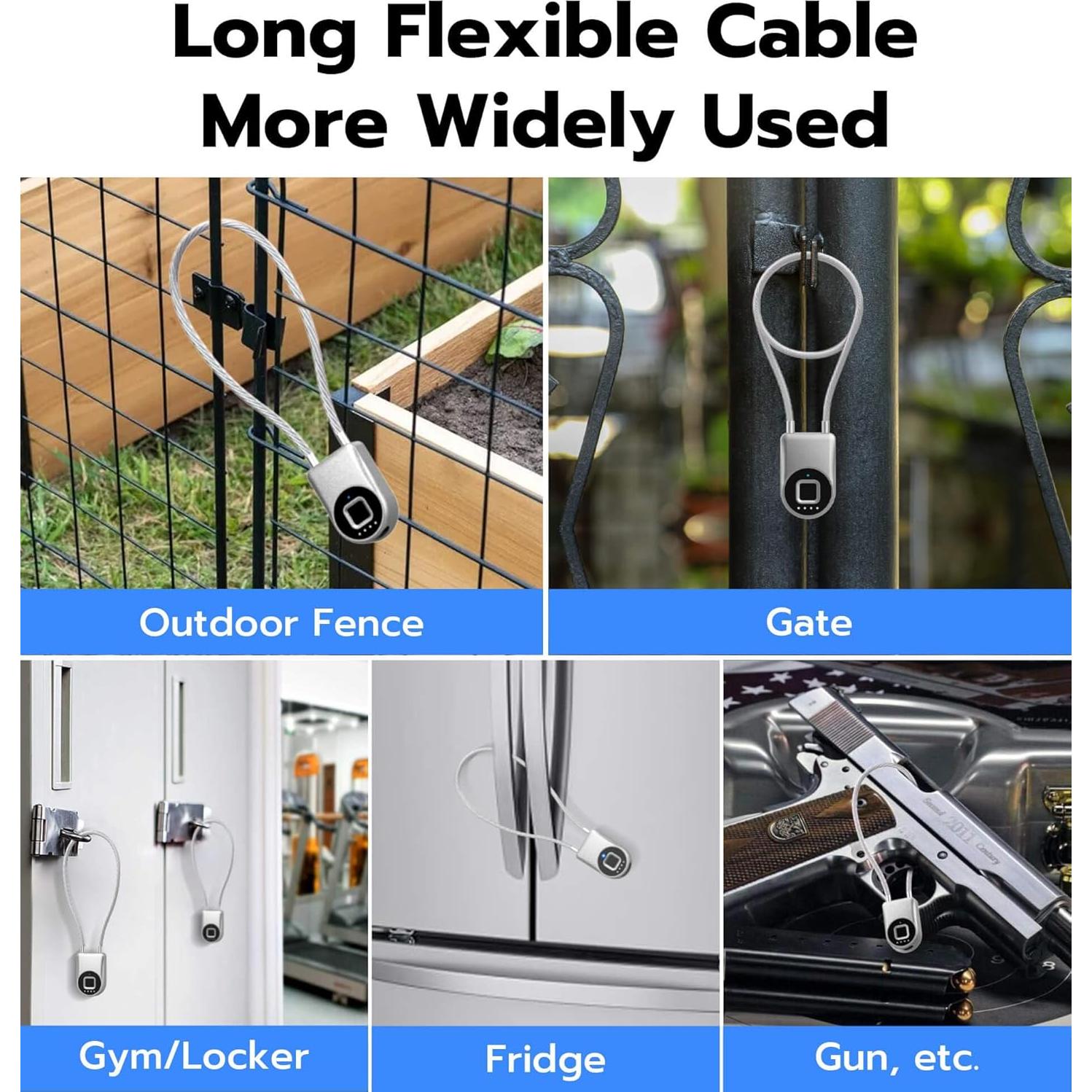 Candado de Cable Biométrico Anweller P2B 35,56 cm Plata