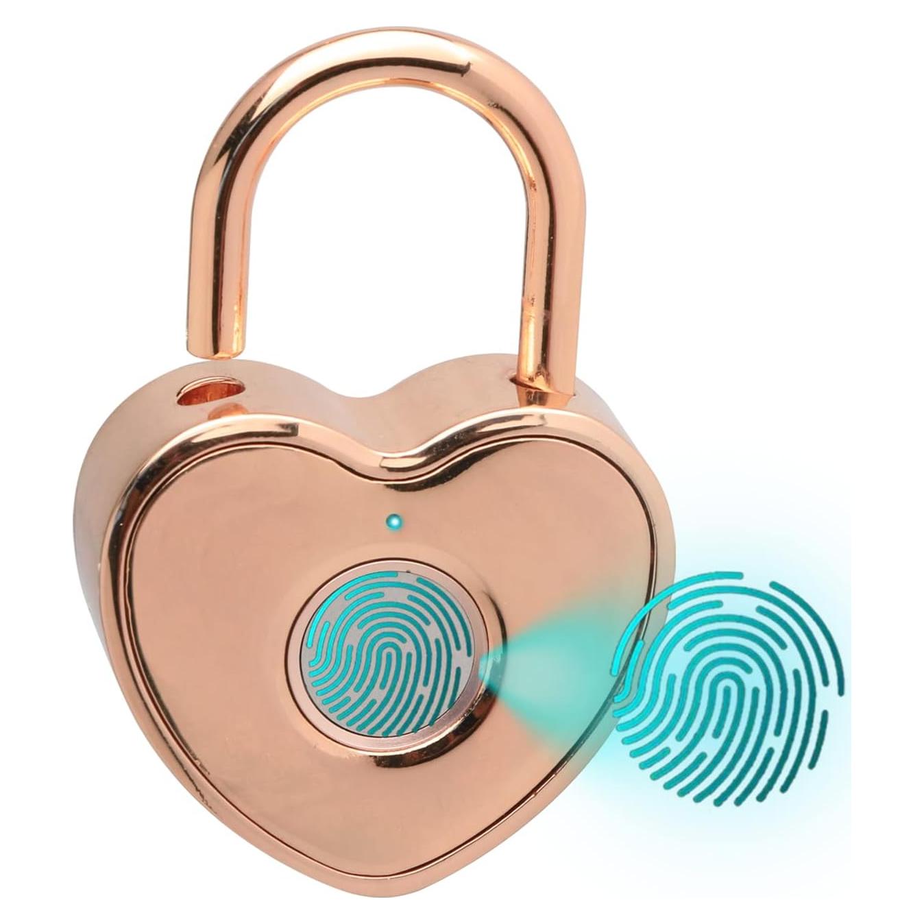 Candado Biométrico Tcyoatoa Corazón Oro Rosa Recargable