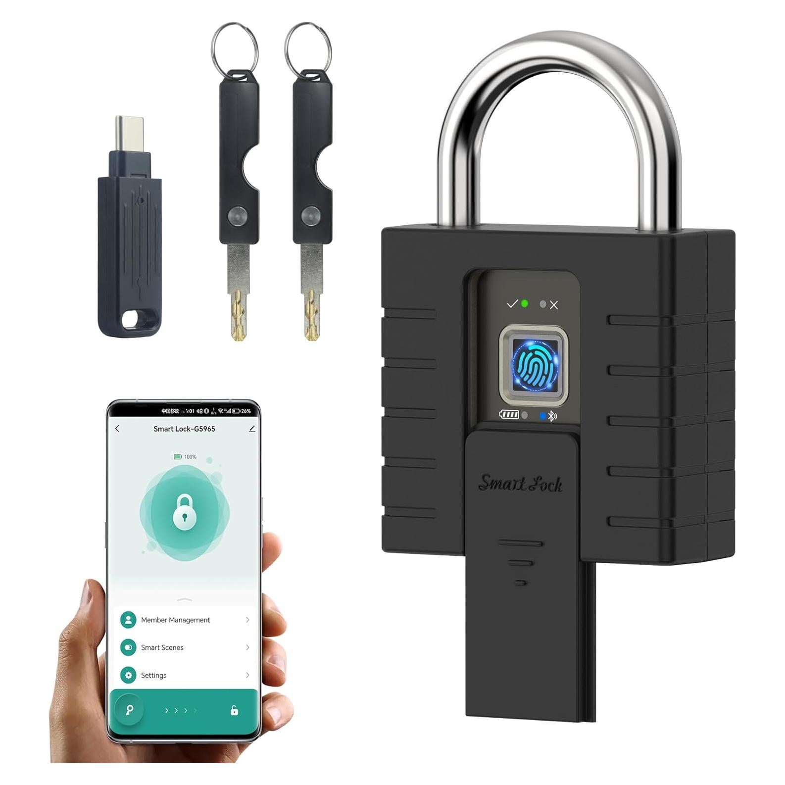 Candado Inteligente KENRONE Huella Dactilar Resistente IPX66