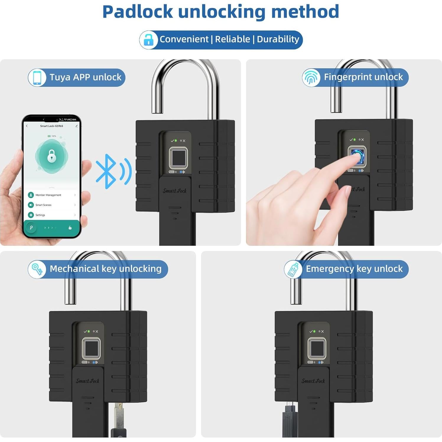 Candado Inteligente KENRONE Huella Dactilar Resistente IPX66