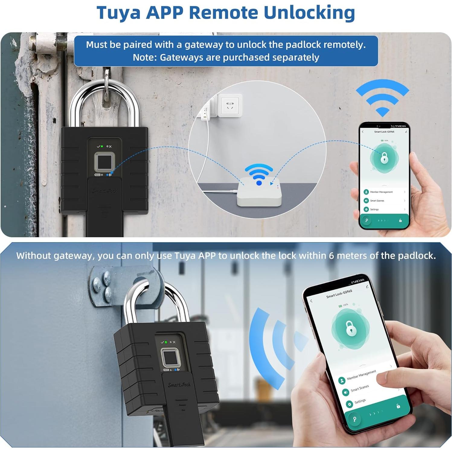 Candado Inteligente KENRONE Huella Dactilar Resistente IPX66