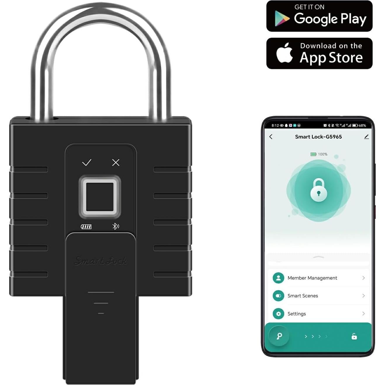 Candado Inteligente KENRONE Huella Dactilar Resistente IPX66