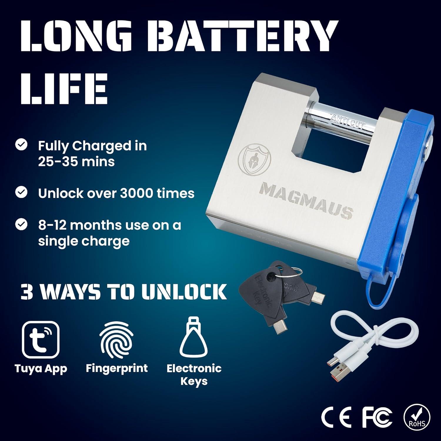 Candado Inteligente Magmaus SRL70 Biométrico 20 Huellas