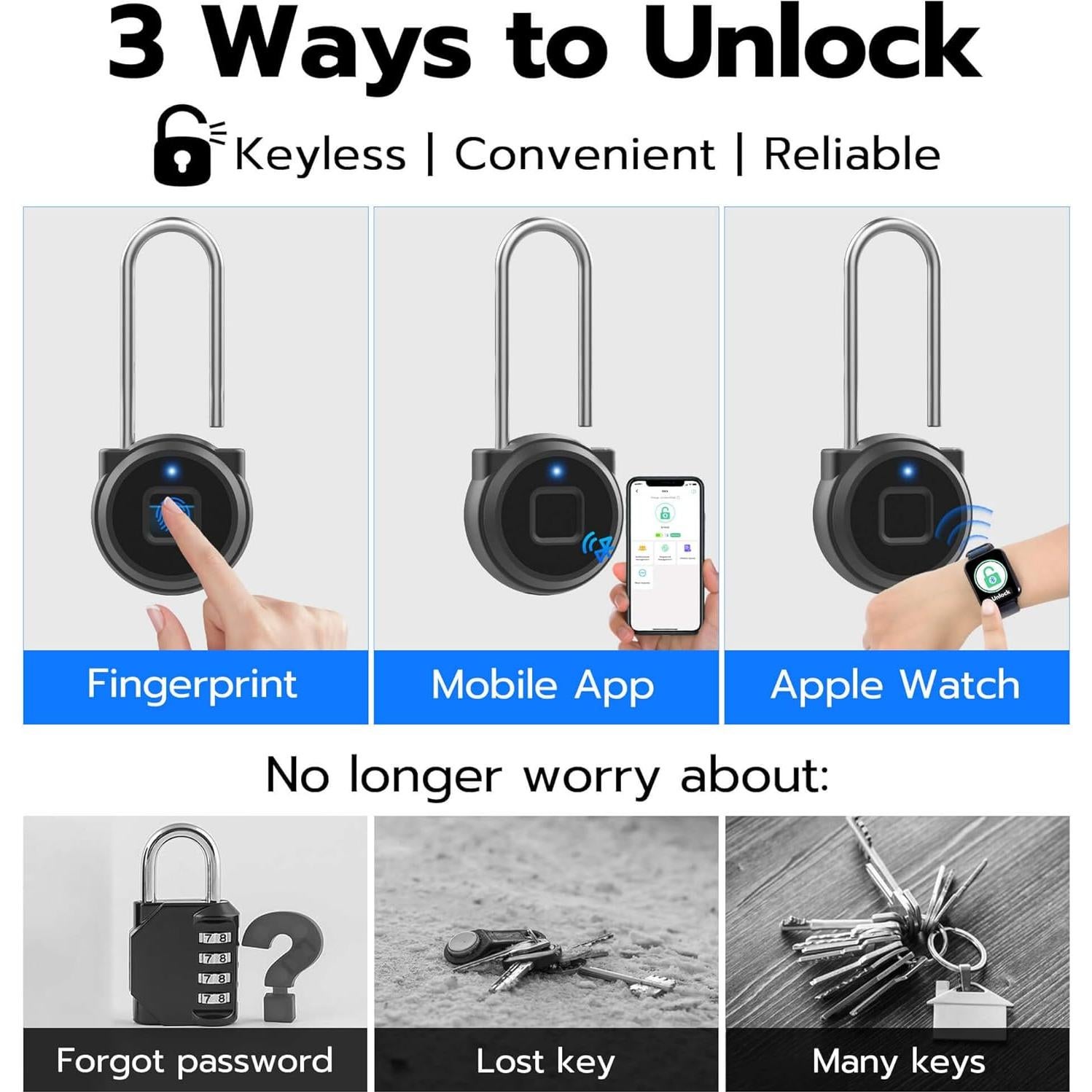 Candado Biométrico Sin Llave Anweller P5L Compacto Negro