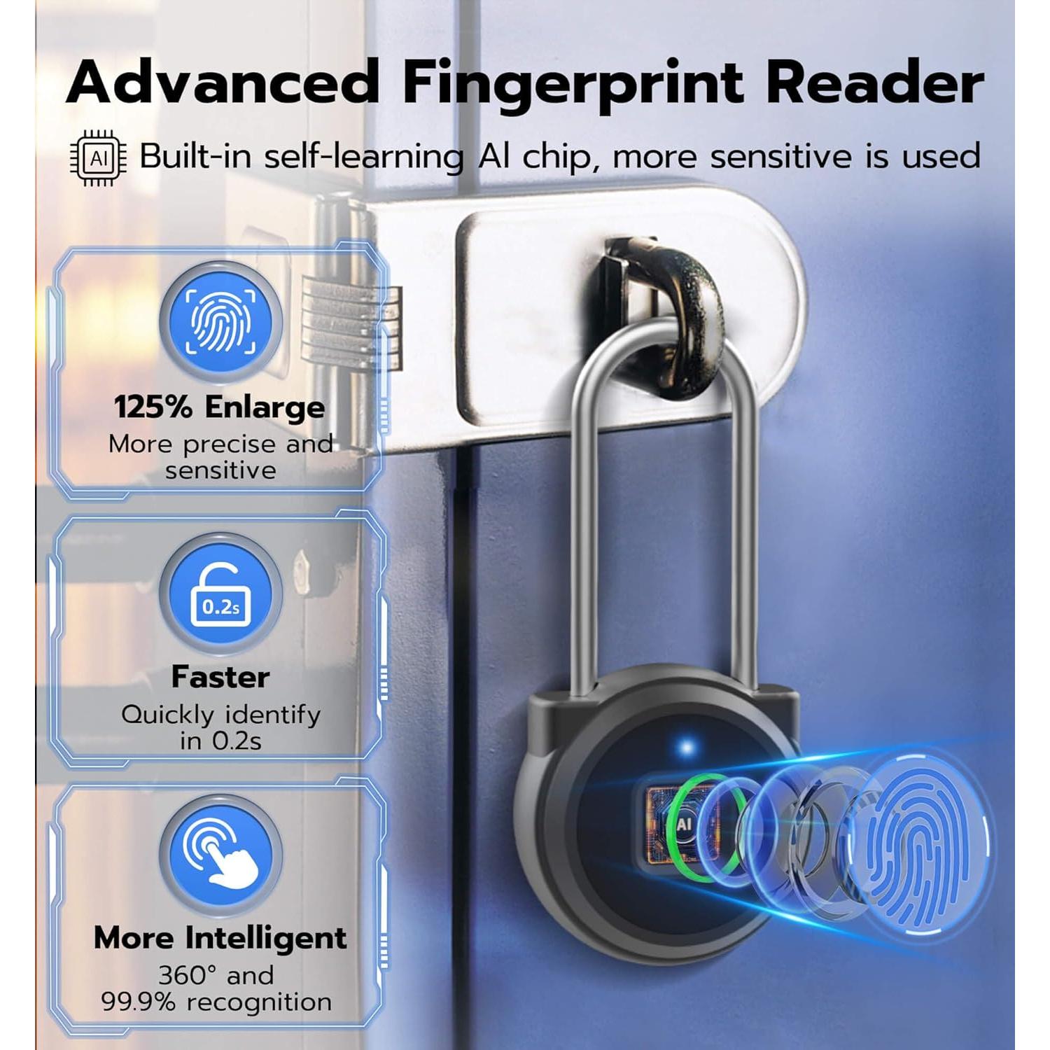 Candado Biométrico Sin Llave Anweller P5L Compacto Negro