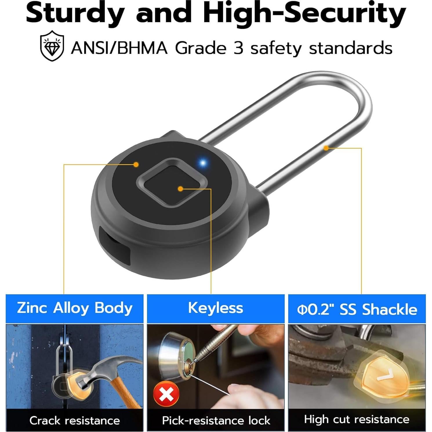 Candado Biométrico Sin Llave Anweller P5L Compacto Negro