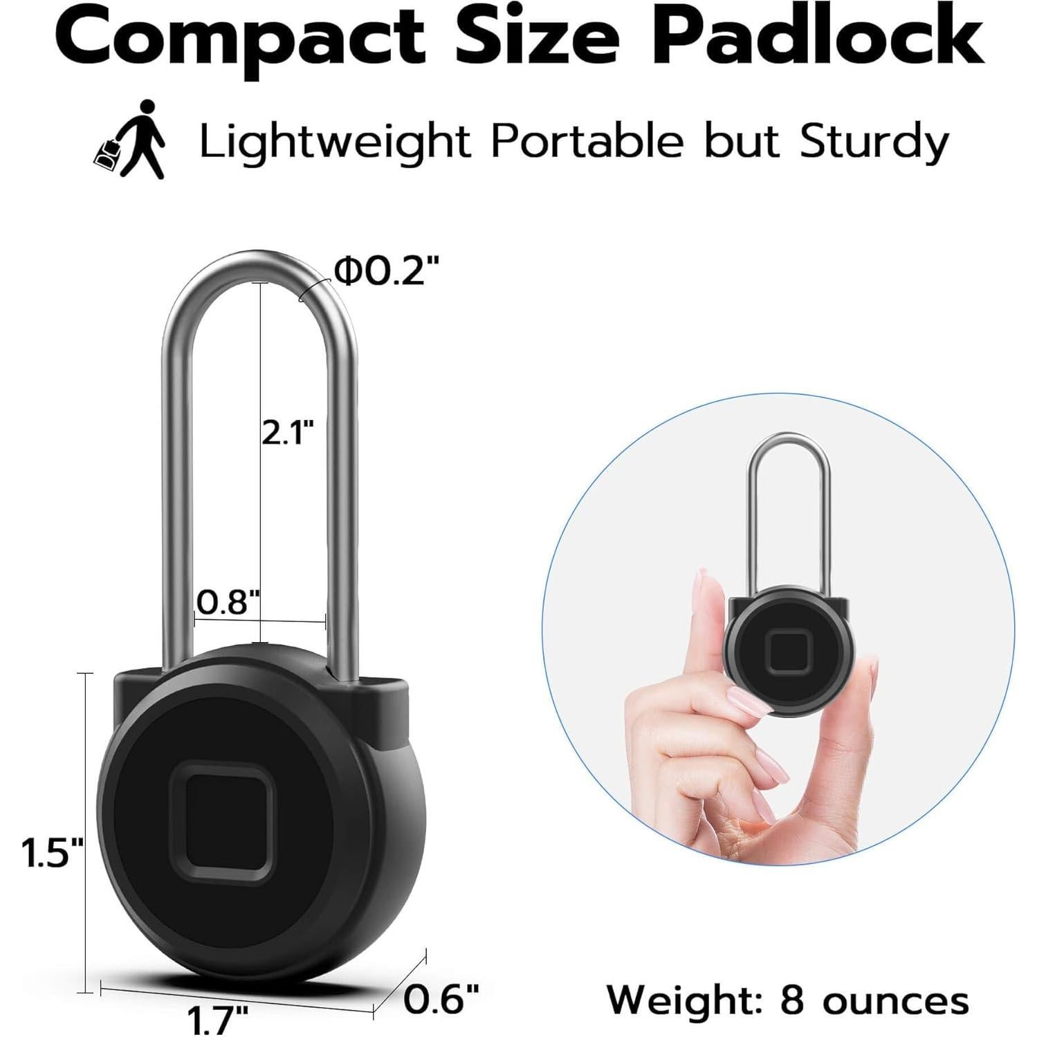 Candado Biométrico Sin Llave Anweller P5L Compacto Negro
