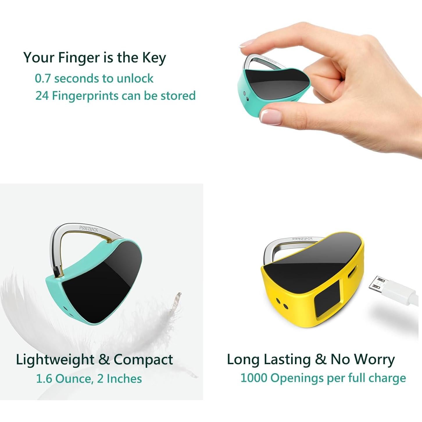 Candado Biométrico Prezlock Oro Rosa Compacto Recargable