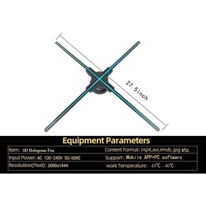 Ventilador Holográfico 3D Hologram 27.5" LED 2000x1440px