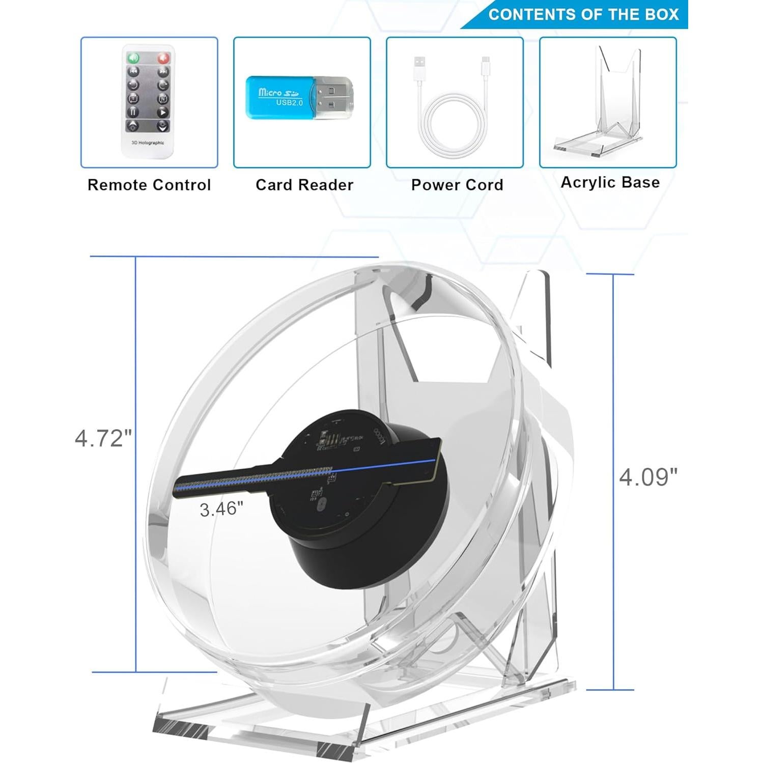 Ventilador Holográfico 3D HAVISIKR 12CM con WiFi y Audio