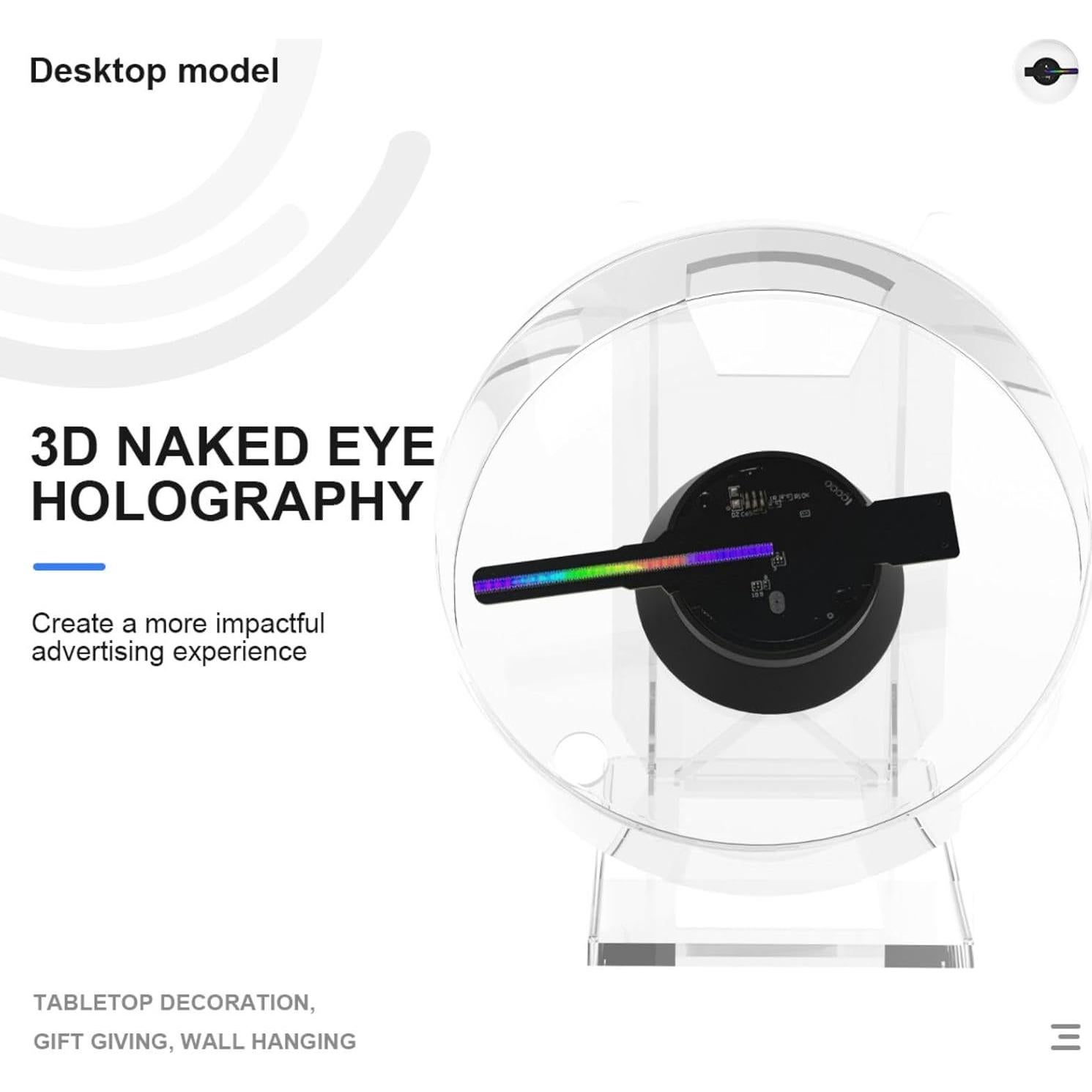 Ventilador Holográfico 3D HAVISIKR 12CM con WiFi y Audio