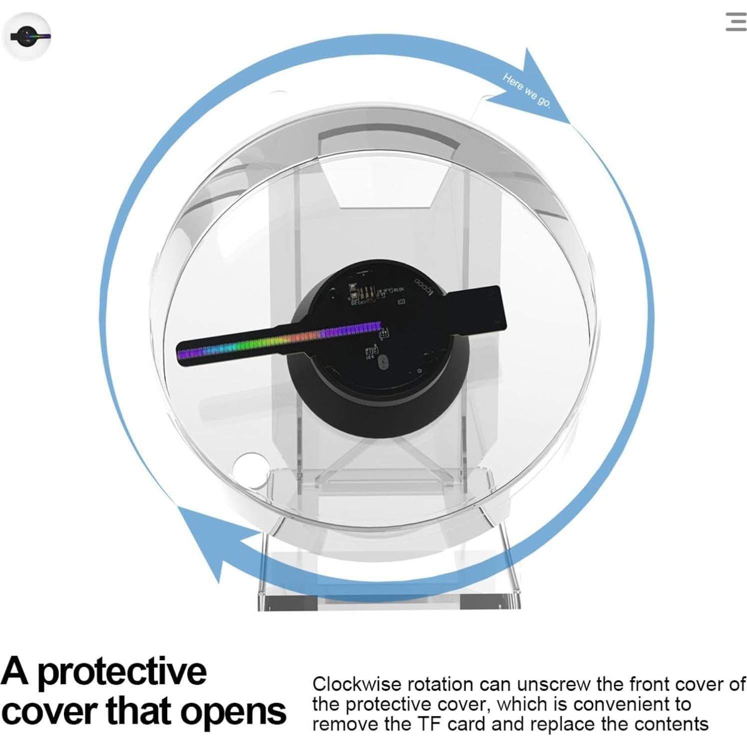 Ventilador Holográfico 3D HAVISIKR 12CM con WiFi y Audio