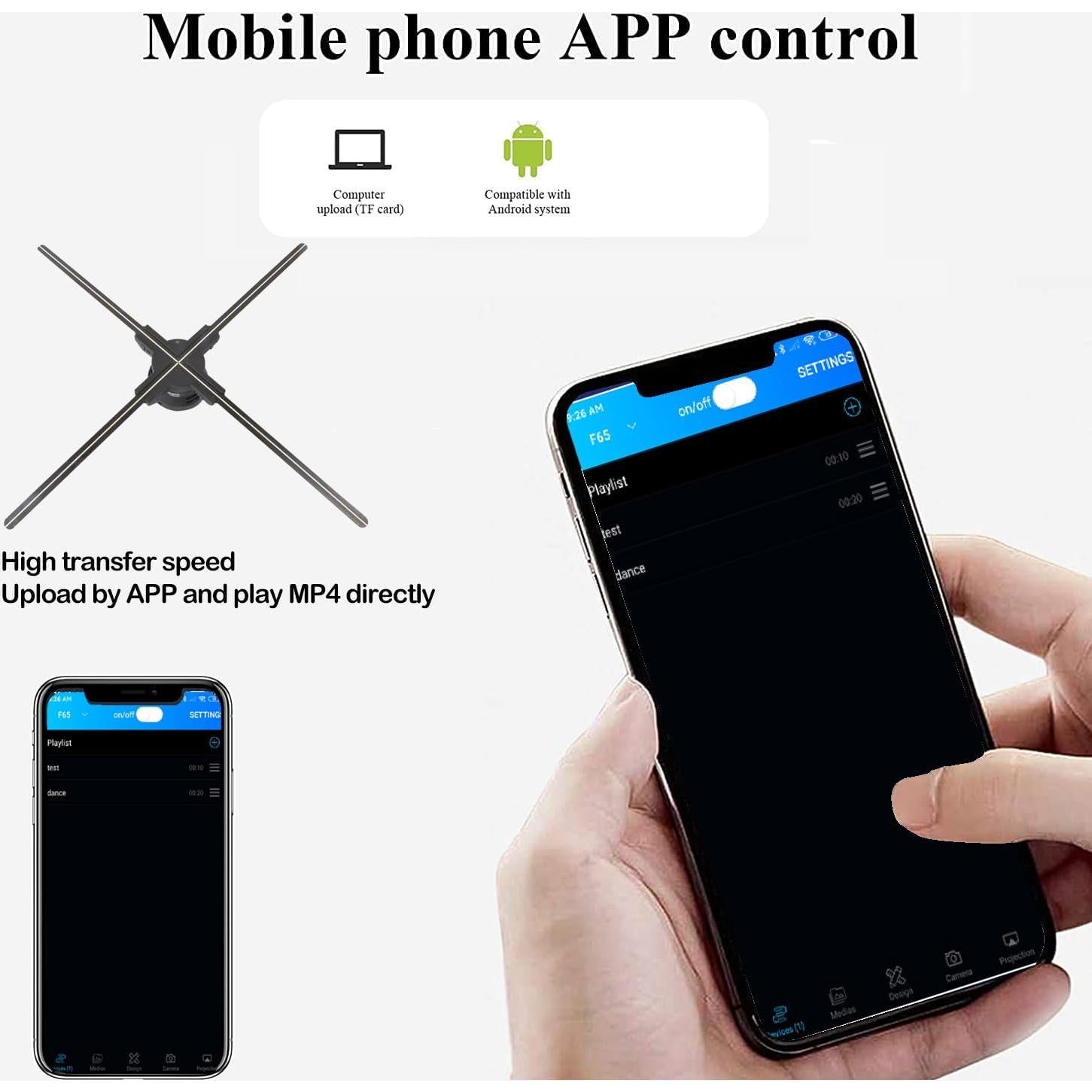 Ventilador Holográfico 3D Missyou MS70 - 70CM, Control Remoto, 832 LED