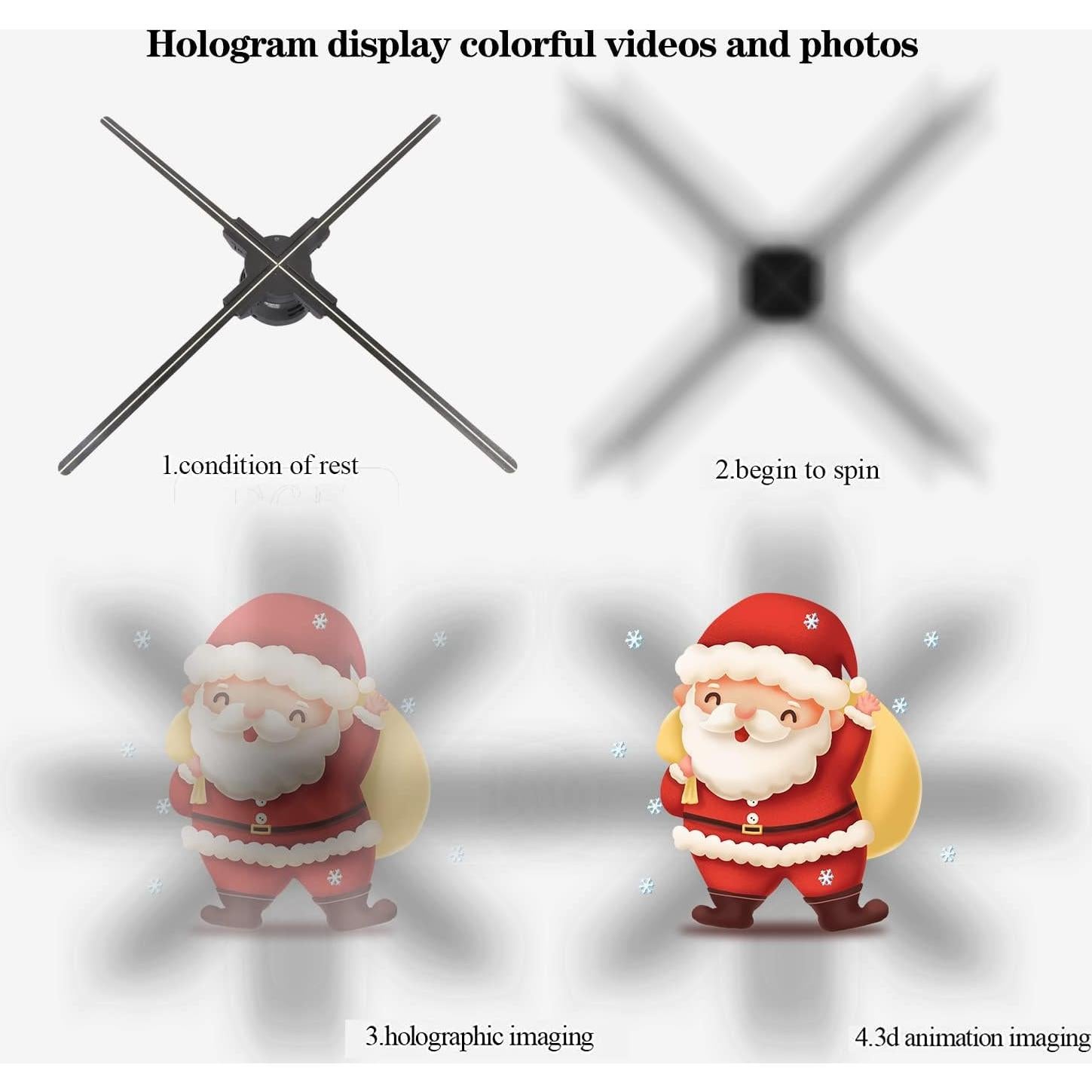 Ventilador Holográfico 3D Missyou MS70 - 70CM, Control Remoto, 832 LED