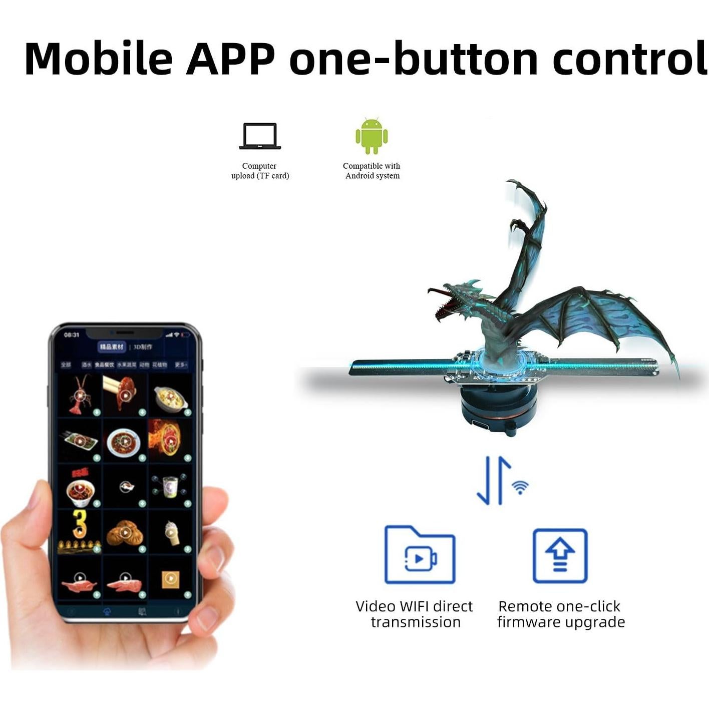 Proyector Holográfico 3D Missyou LED Wi-Fi 5.5" para Eventos