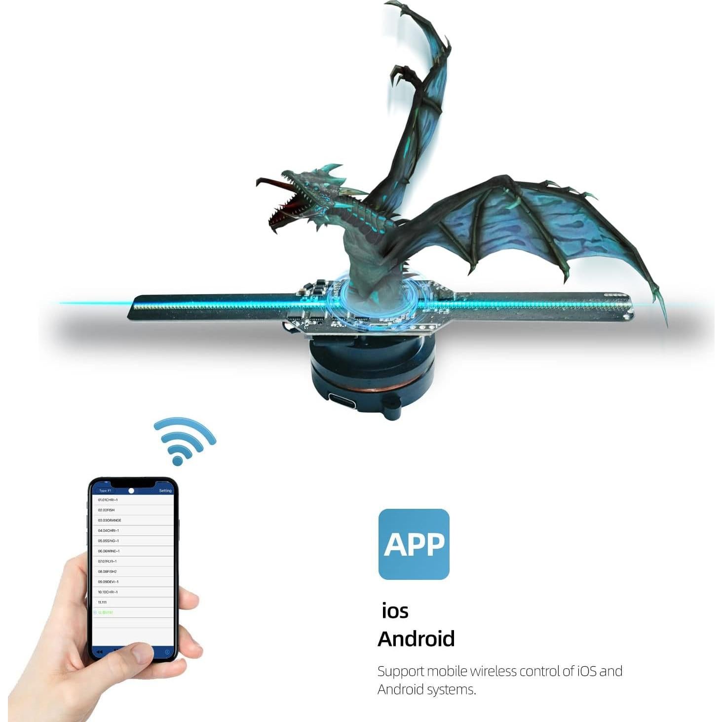 Proyector Holográfico 3D Missyou LED Wi-Fi 5.5" para Eventos