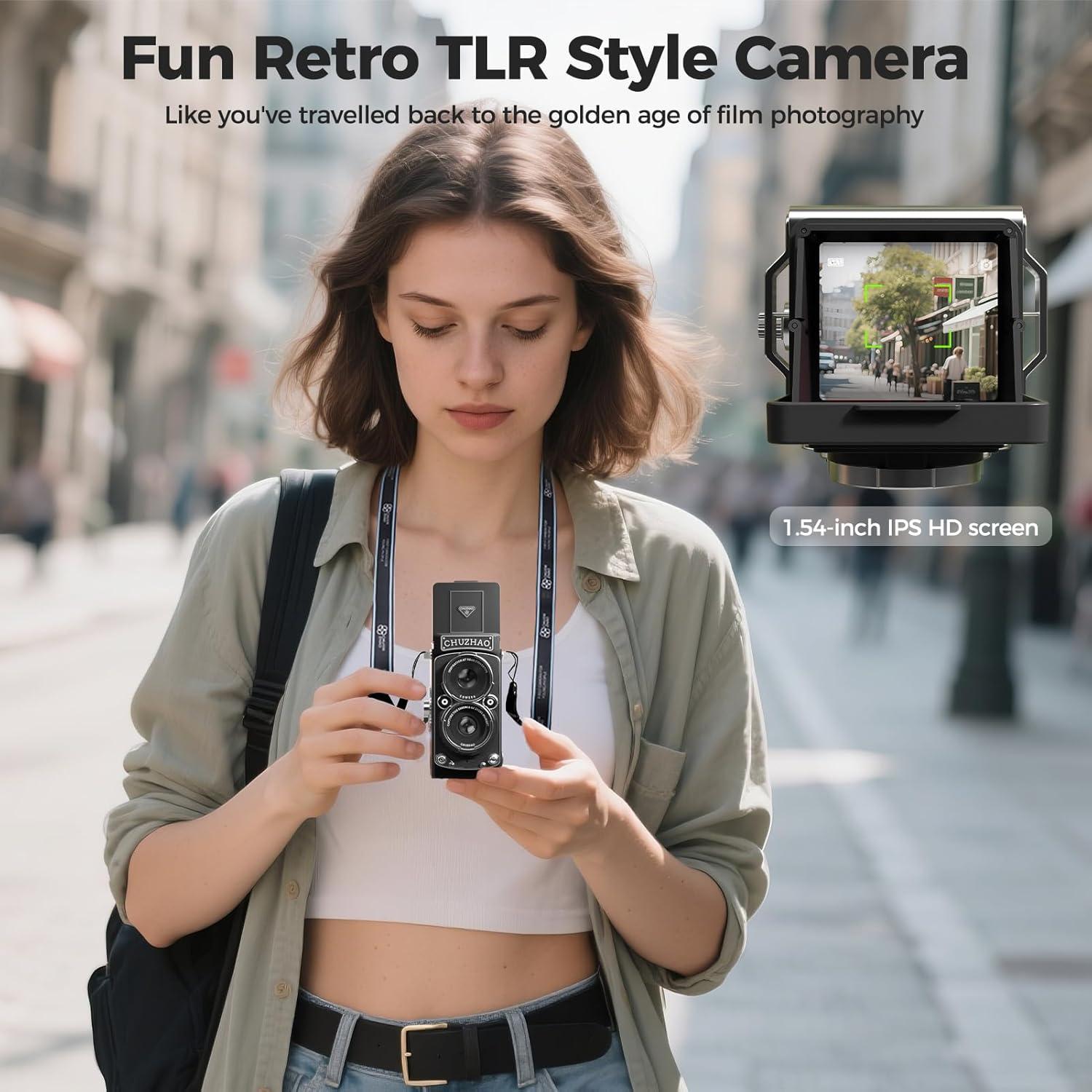 Cámara Digital Mini Retro TLR Chocapt 12MP 1080P FHD con SD 16GB