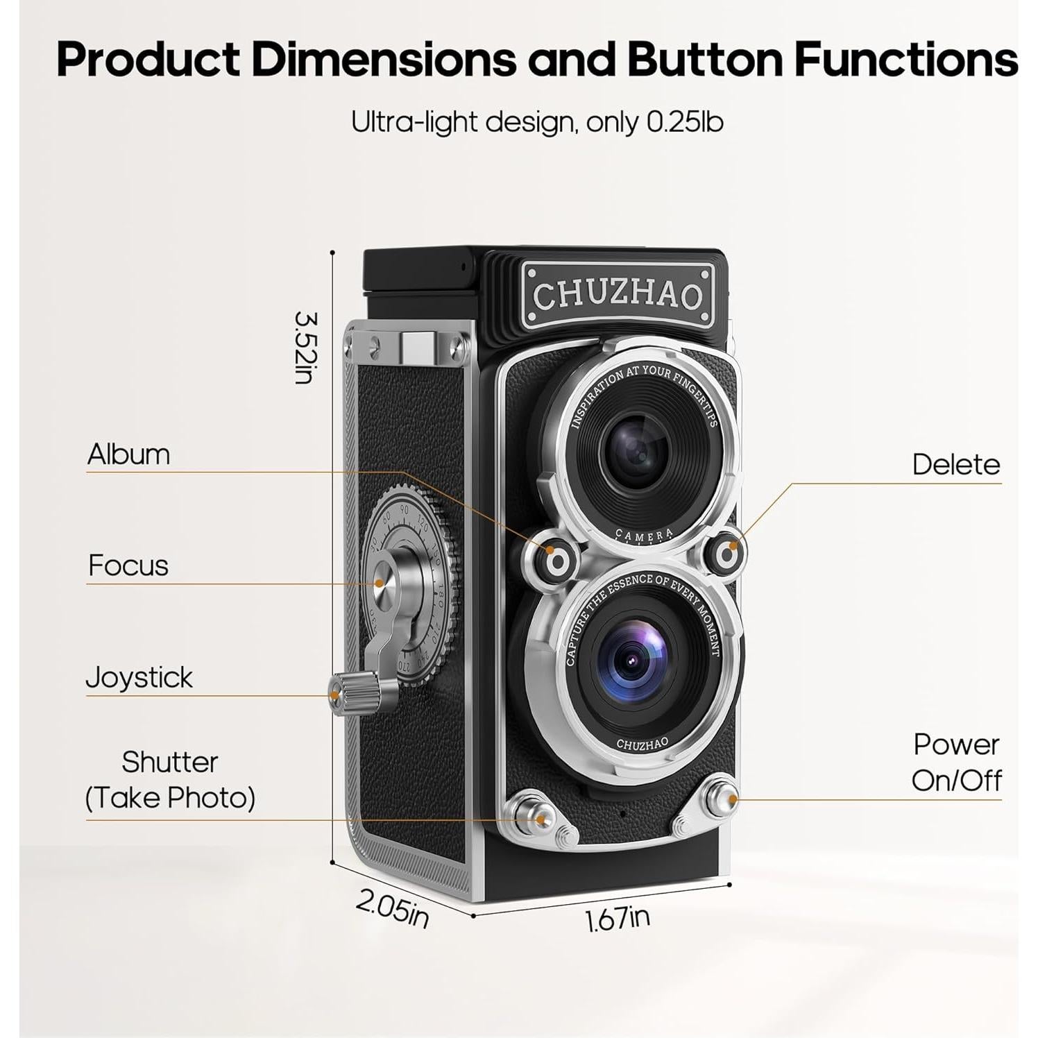 Cámara Digital Retro TLR NOWIFICAM Mini 12MP HD 1080P