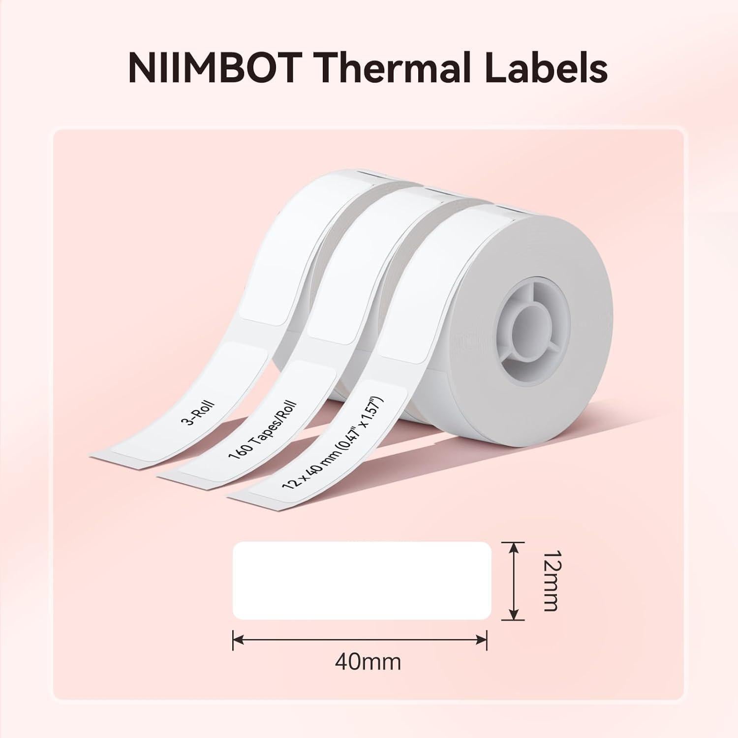 Cinta de Etiquetas NIIMBOT D11/D110/D101 12x40mm 3 Rollos