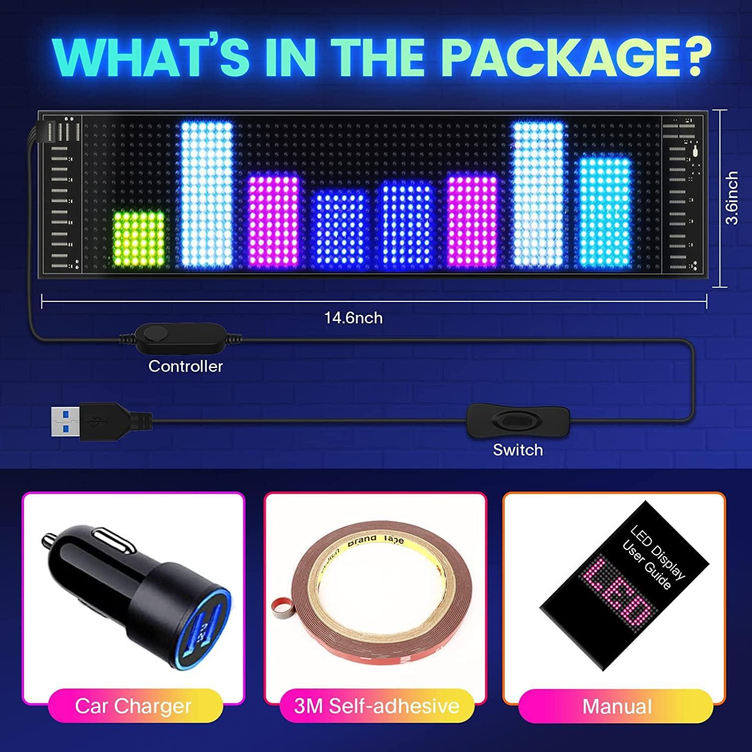 Cartel LED programable VDIKKS 38x10 cm para coche