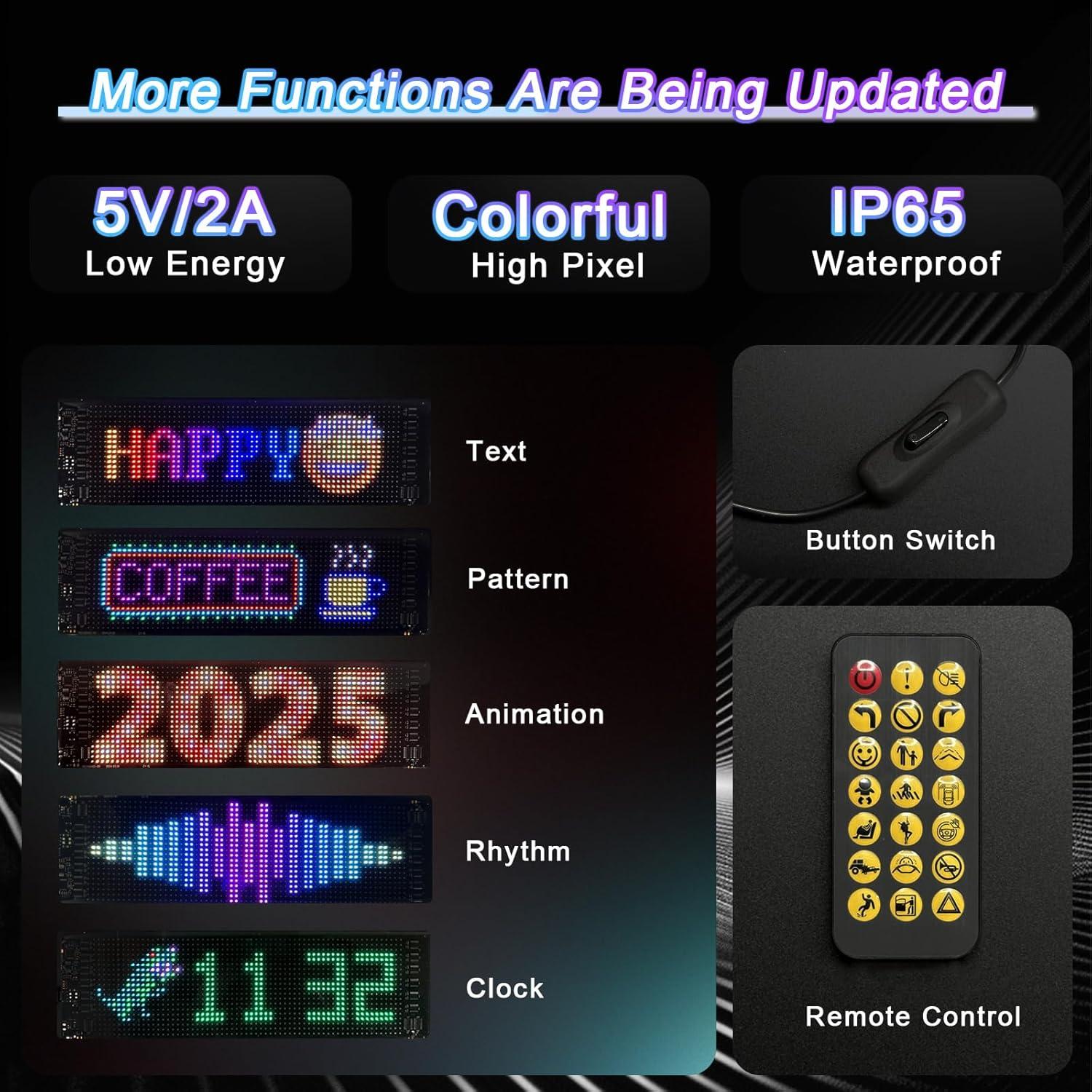 Cartel LED Programable Super RGB 38,1x10,2 cm Control APP