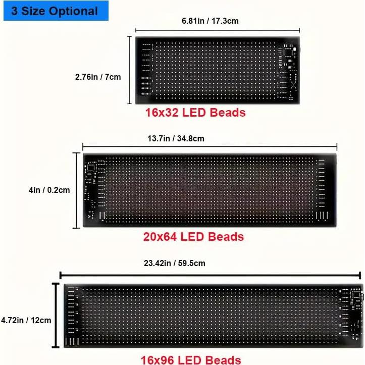 Cartel LED Publicitario Programable Howdot 12x60 cm USB