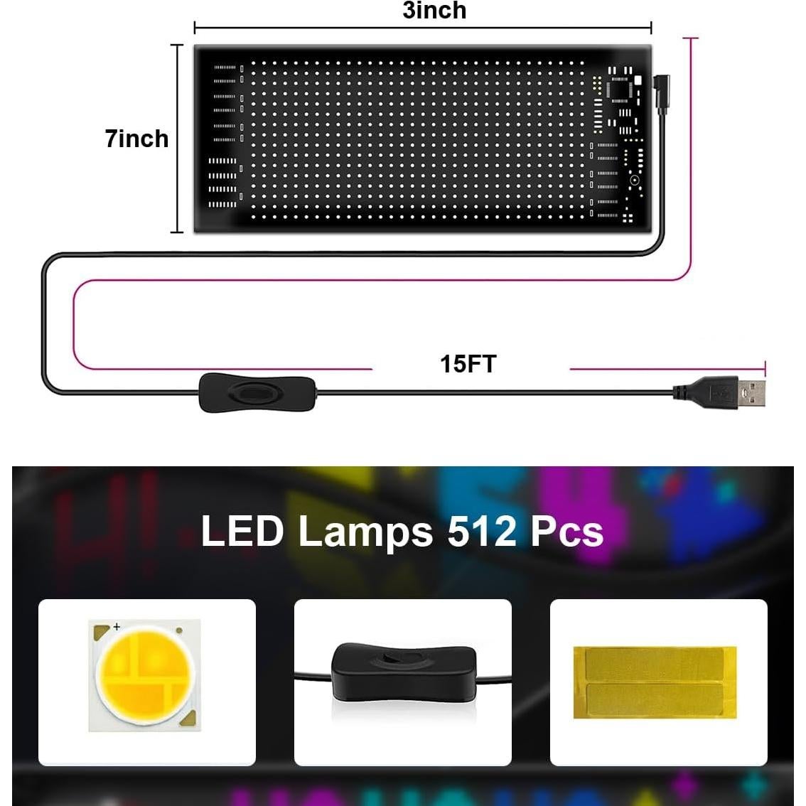 Cartel LED Programable Miootly 17.78x7.62cm Control App