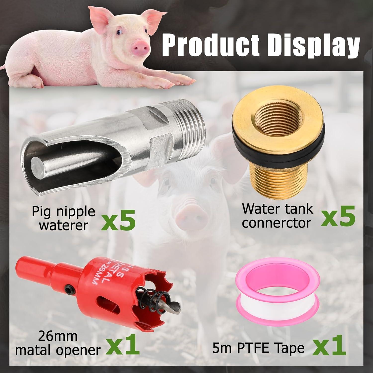 Kit Bebedero Automático Cerdo Ullnosoo 5 Piezas Acero Inoxidable