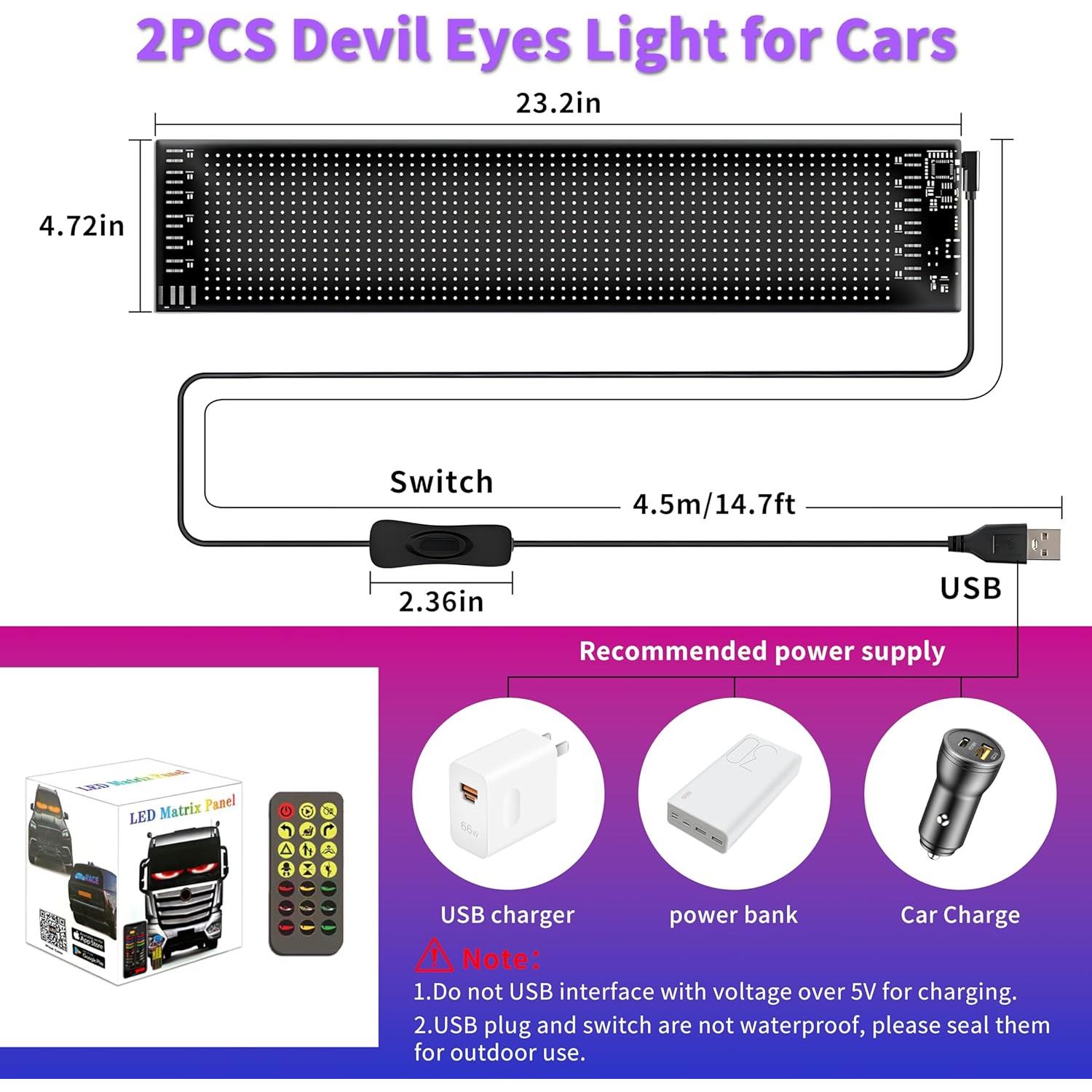 Luz LED Ojos Diabólicos Sooguard 60x12 cm con Control Remoto