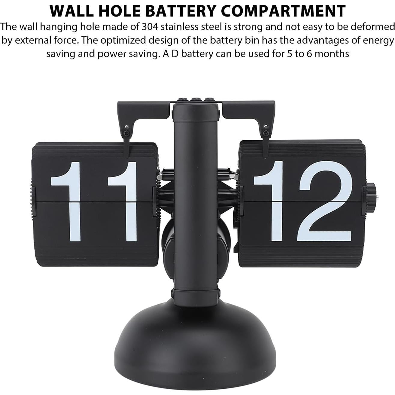 Reloj Digital Retro de Volteo Bewinner, Acero Inoxidable, Negro