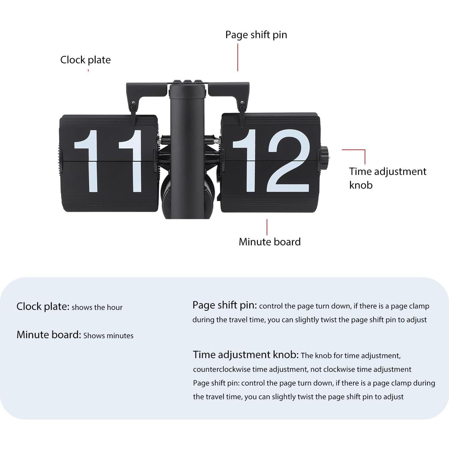 Reloj Digital Retro de Volteo Bewinner, Acero Inoxidable, Negro