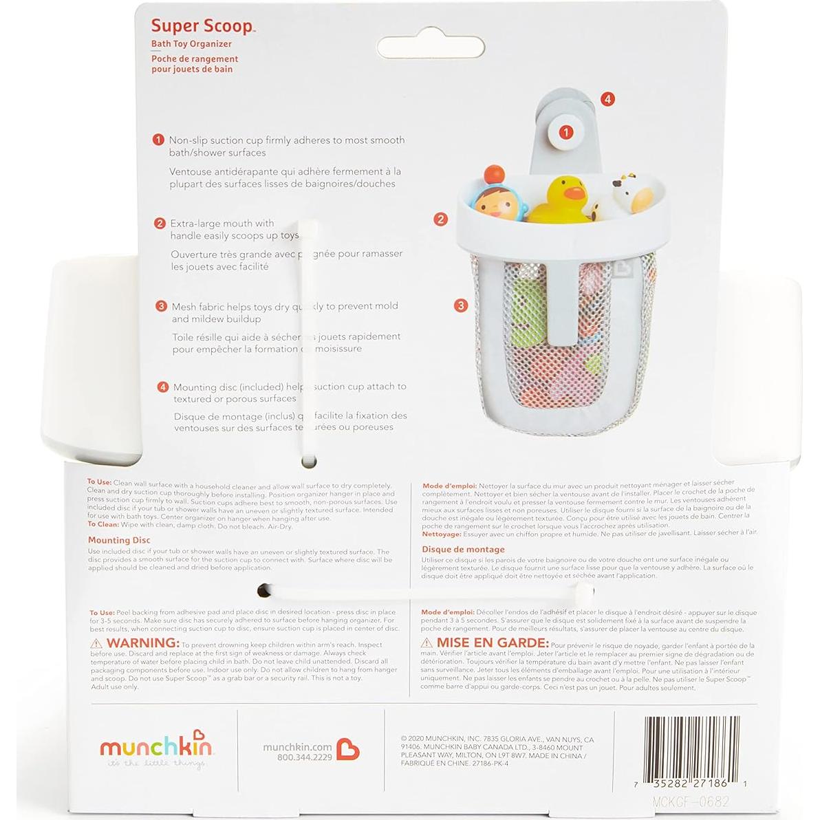 Munchkin Almacenamiento Juguetes Baño Colgante Malla Gris