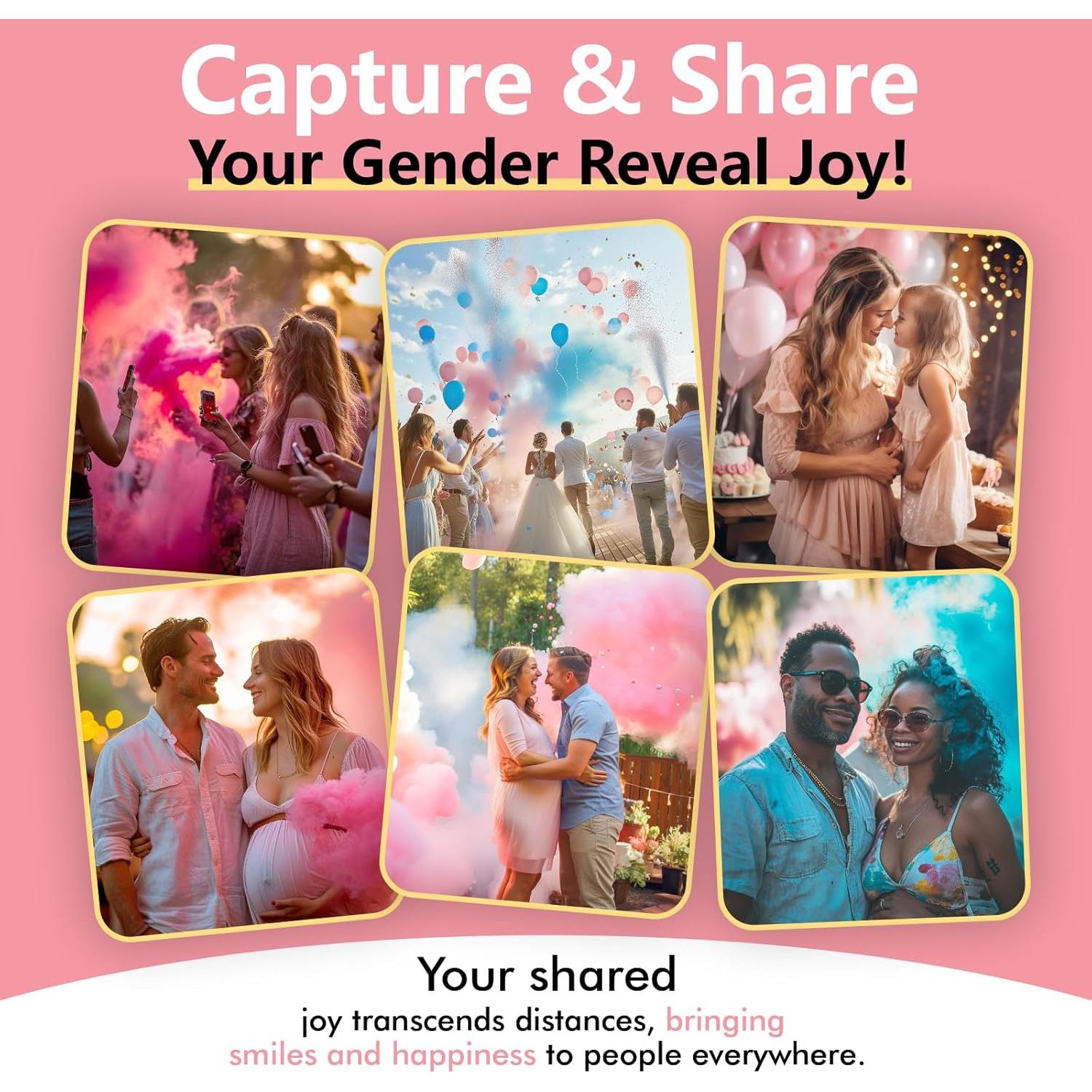 Cañón de Confeti Revelación de Género - 4 Poppers Rosa