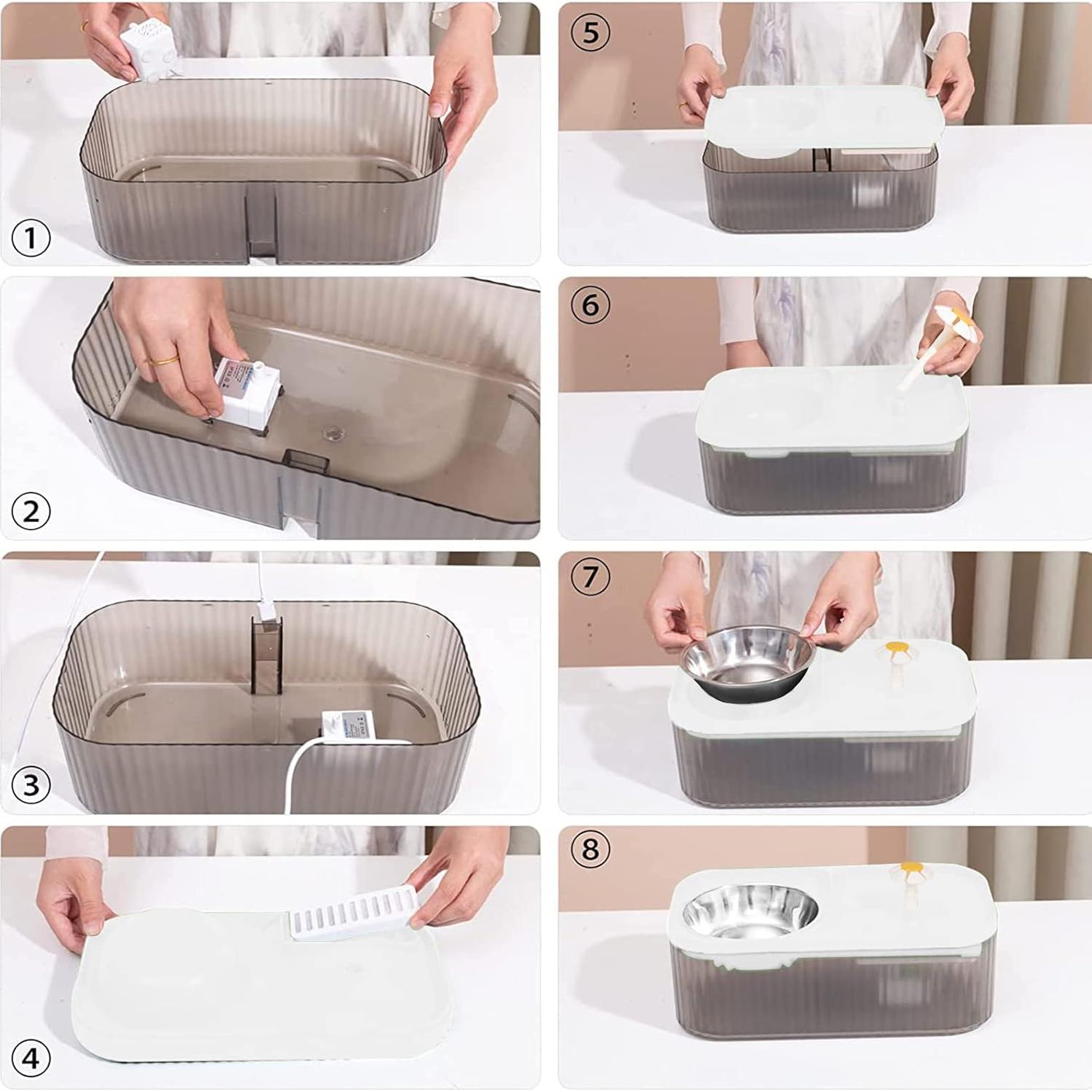 Fuente de Agua Suertree 3L y Tazón Acero Inoxidable 350g