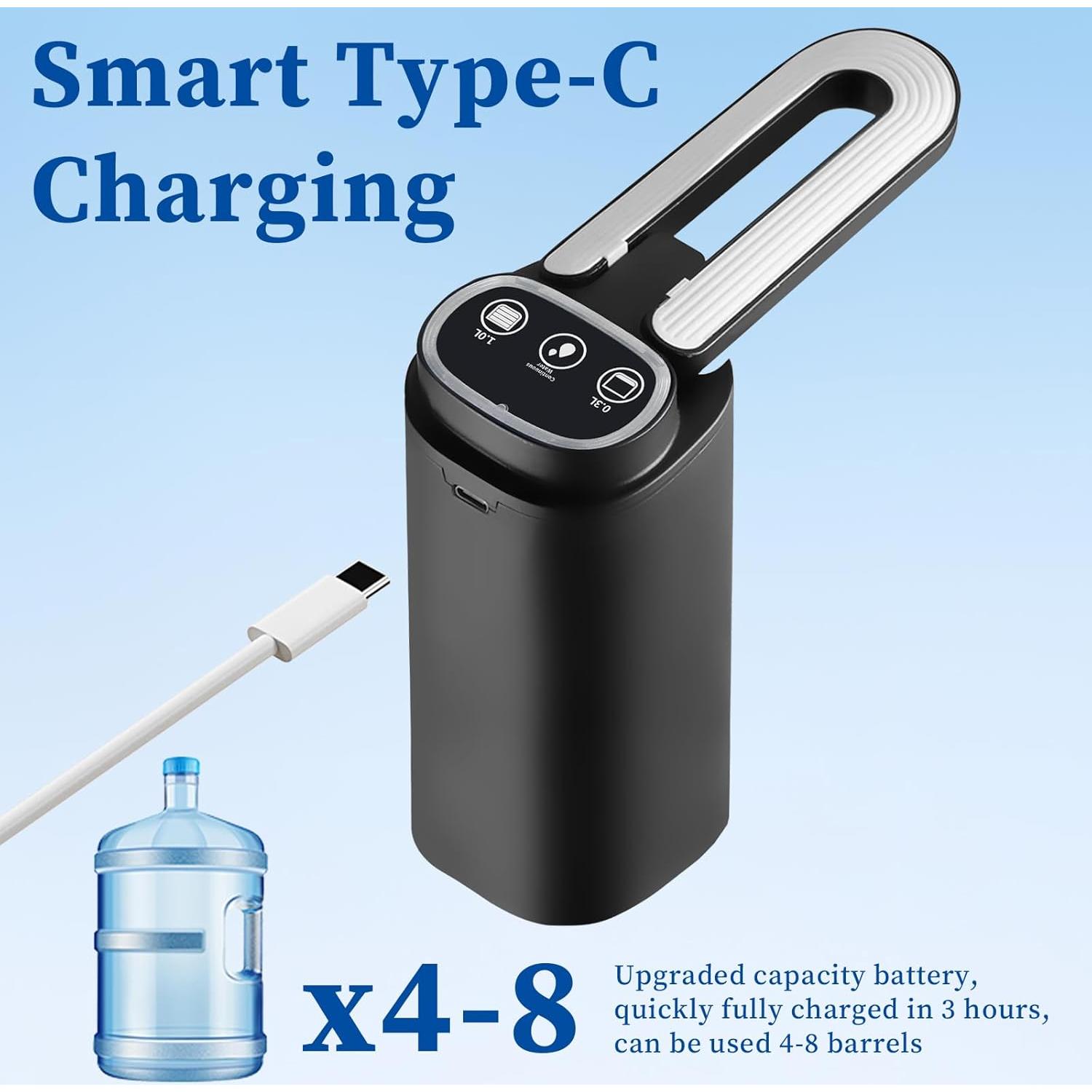 Dispensador de Agua Qicyfeus 5 Galones Batería Tipo-C Negro