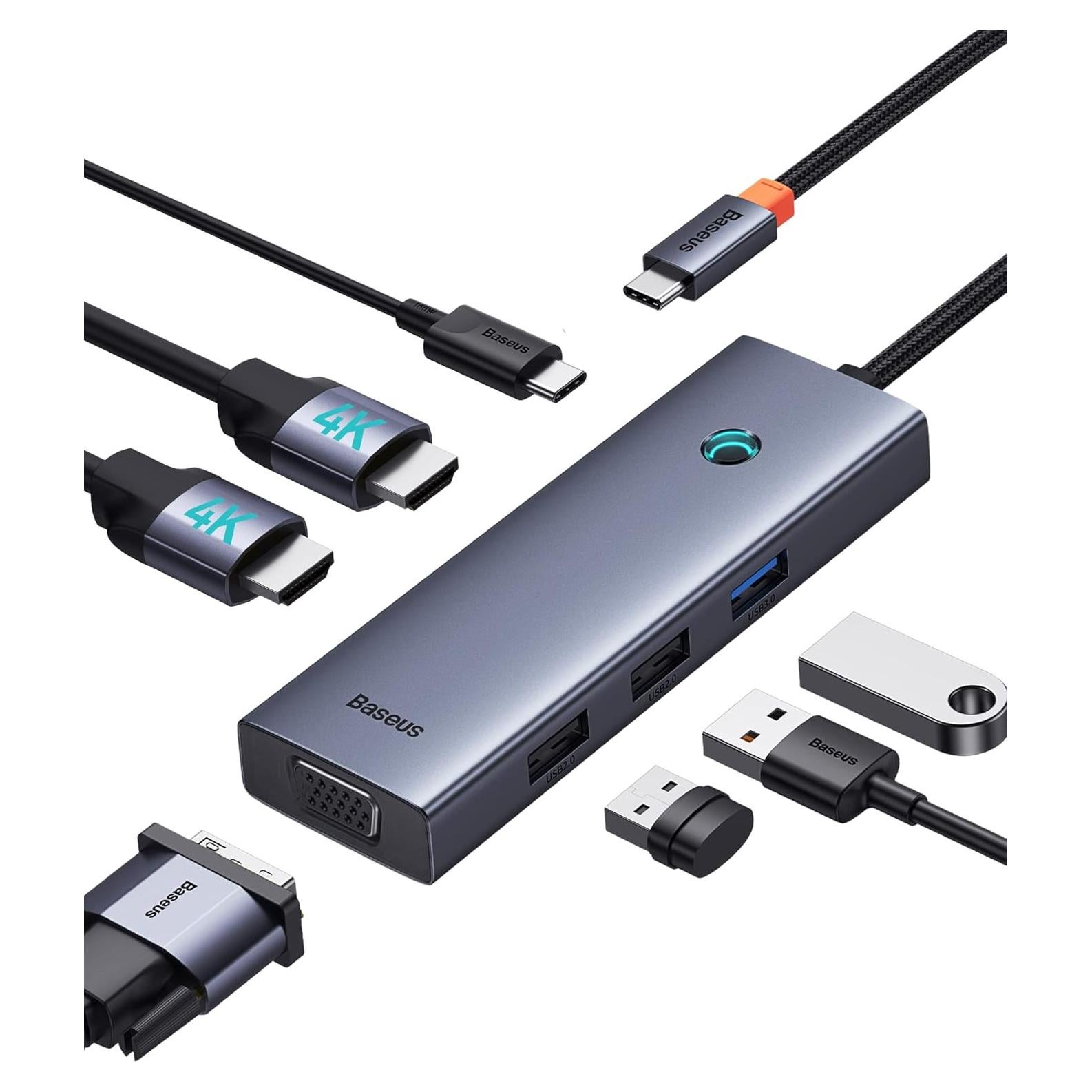 Estación de Acoplamiento Doble Monitor Baseus 7 en 1 USB-C 4K