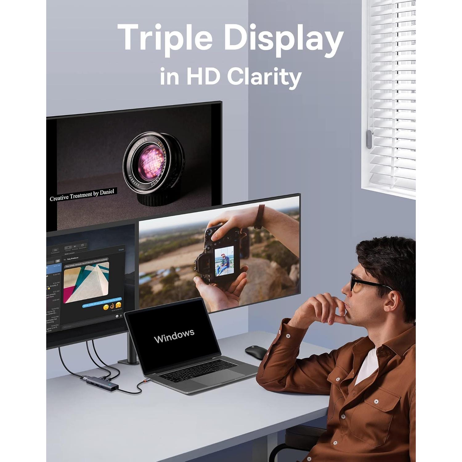 Estación de Acoplamiento Doble Monitor Baseus 7 en 1 USB-C 4K