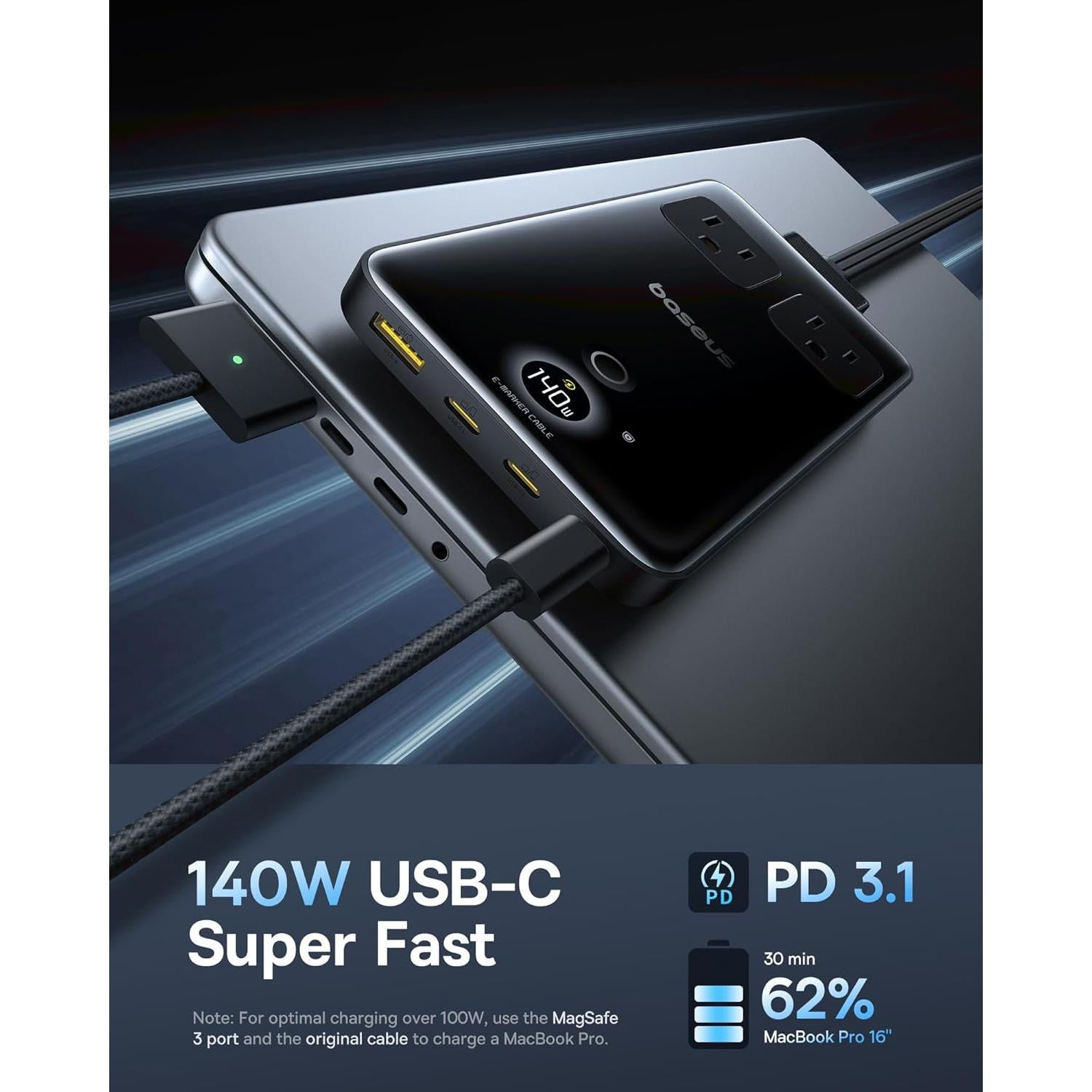 Baseus Blade Estación de Carga 140W 6-en-1 USB C con Pantalla