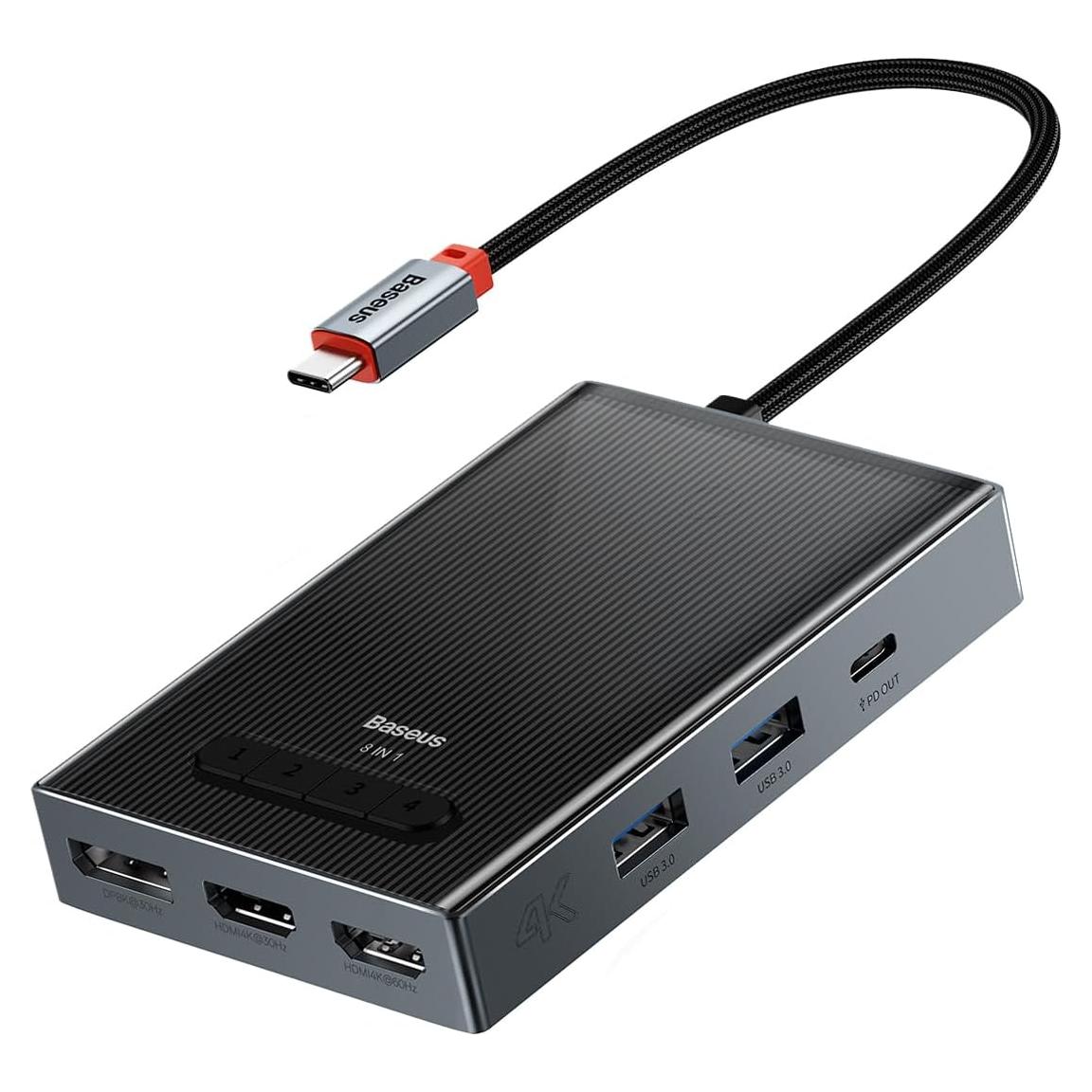 Baseus Estación de Acoplamiento USB-C 8K 4 Pantallas 100W