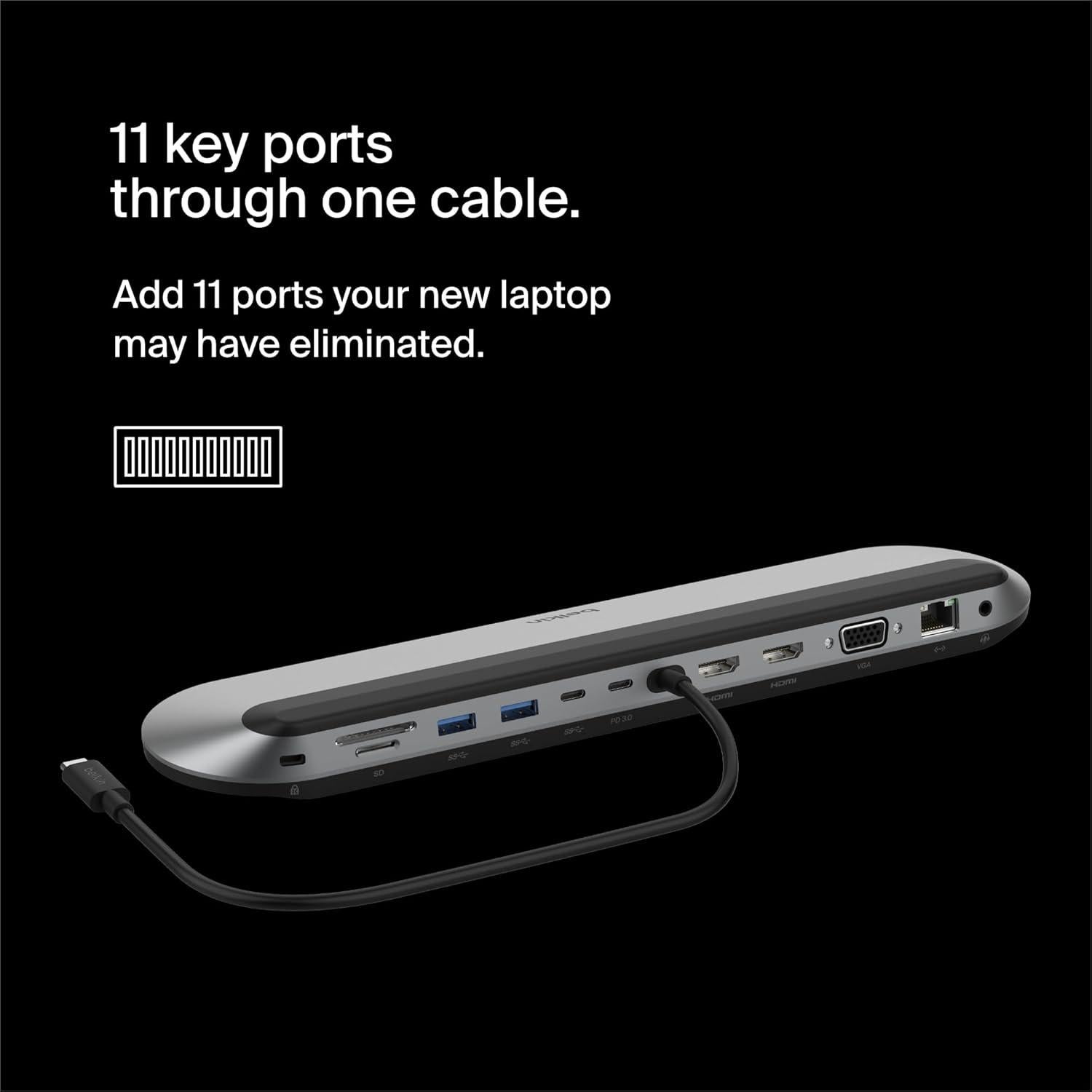 Dock USB-C 11-en-1 Belkin Connect Pro 100W 10Gbps Gris