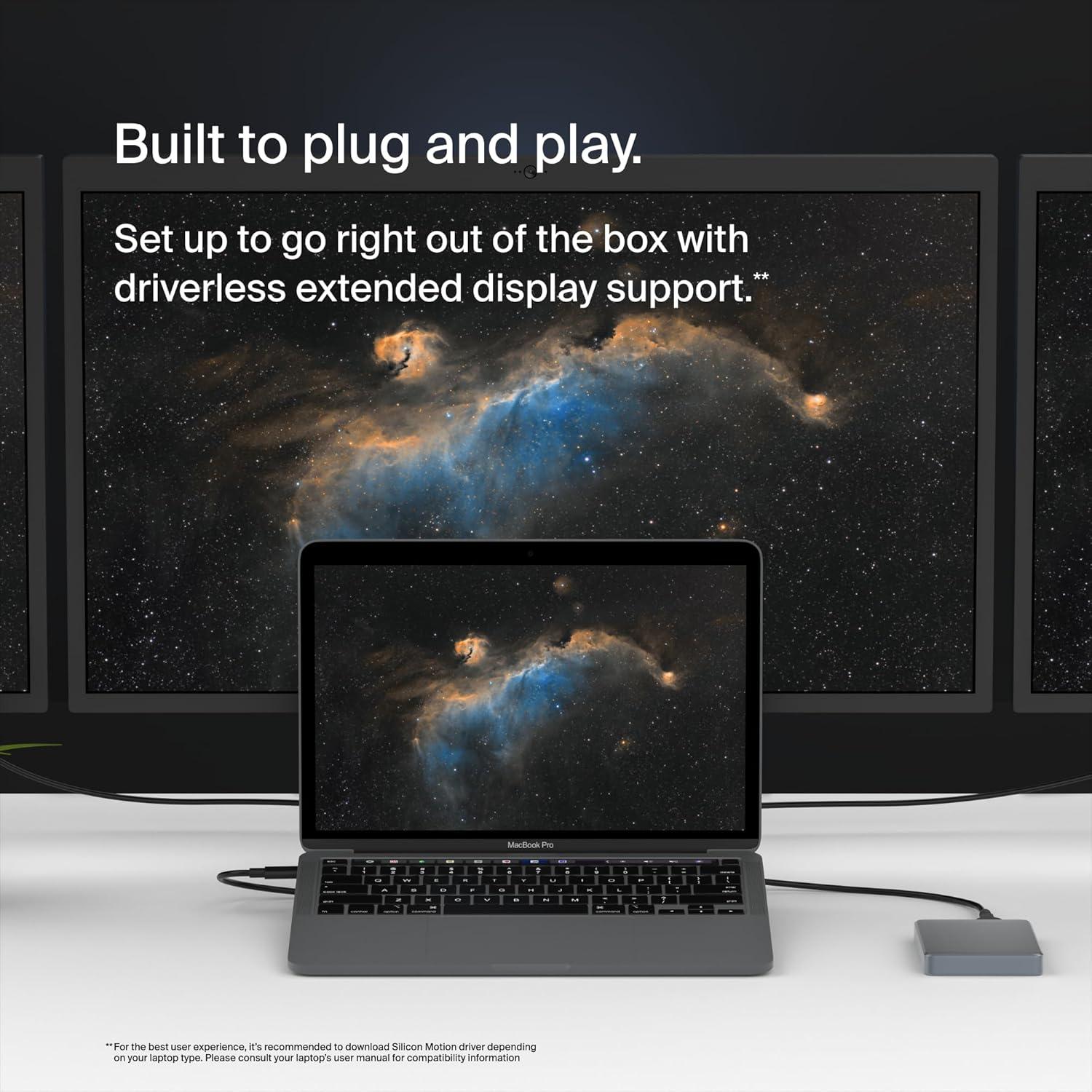 Dock USB-C 11-en-1 Belkin Connect Pro 100W 10Gbps Gris