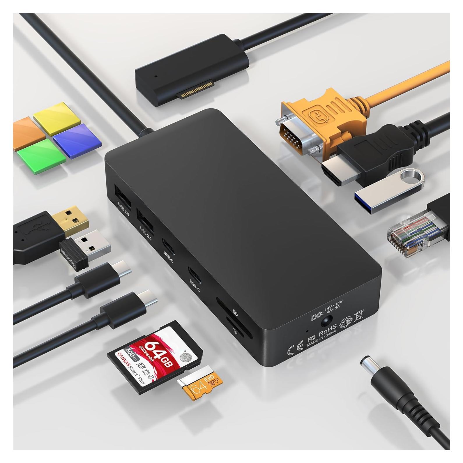 Dock Estación de Acoplamiento Microsoft Surface 11-en-1 4K HDMI VGA