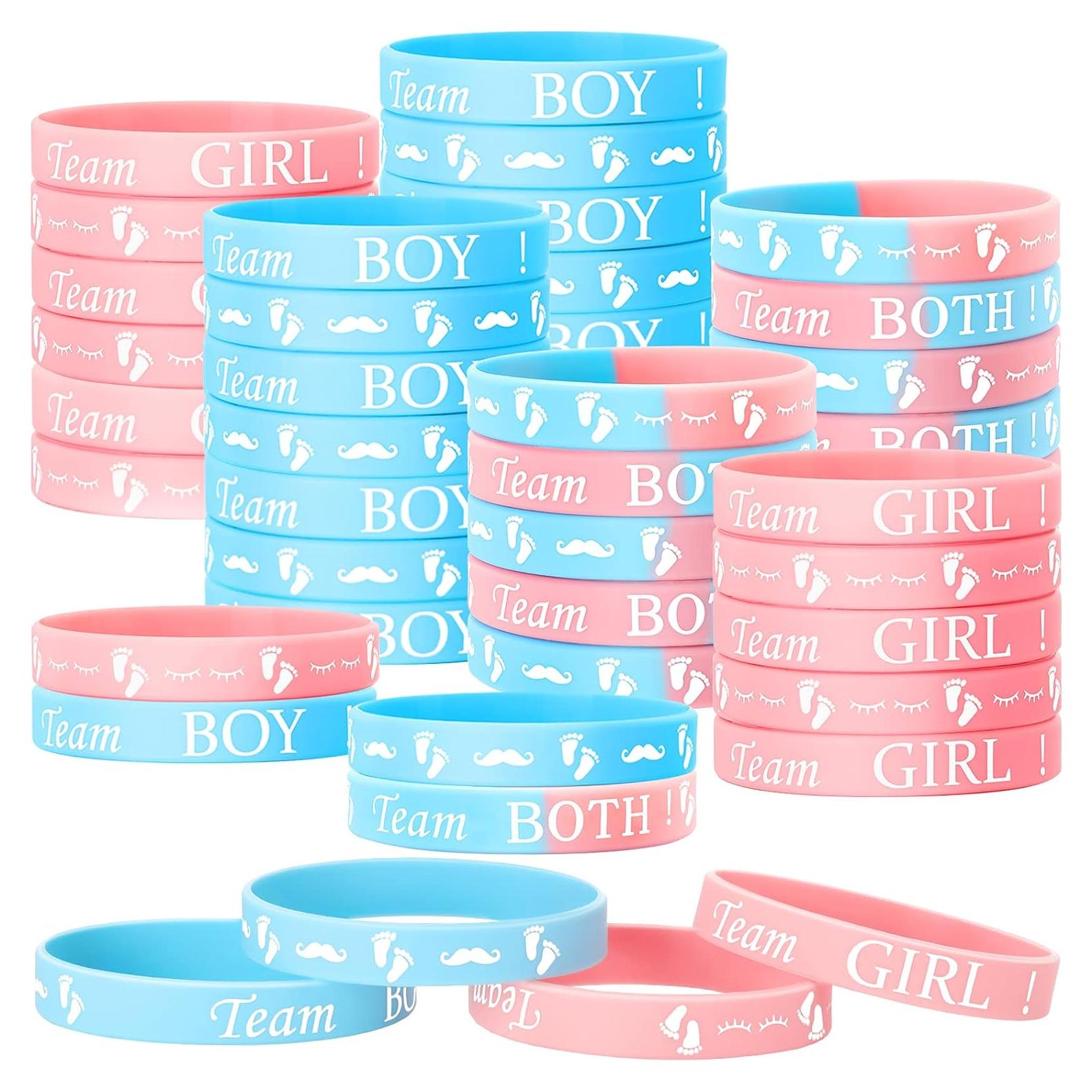 Hicarer 60 Pulseras de Revelación de Género Azul y Rosa