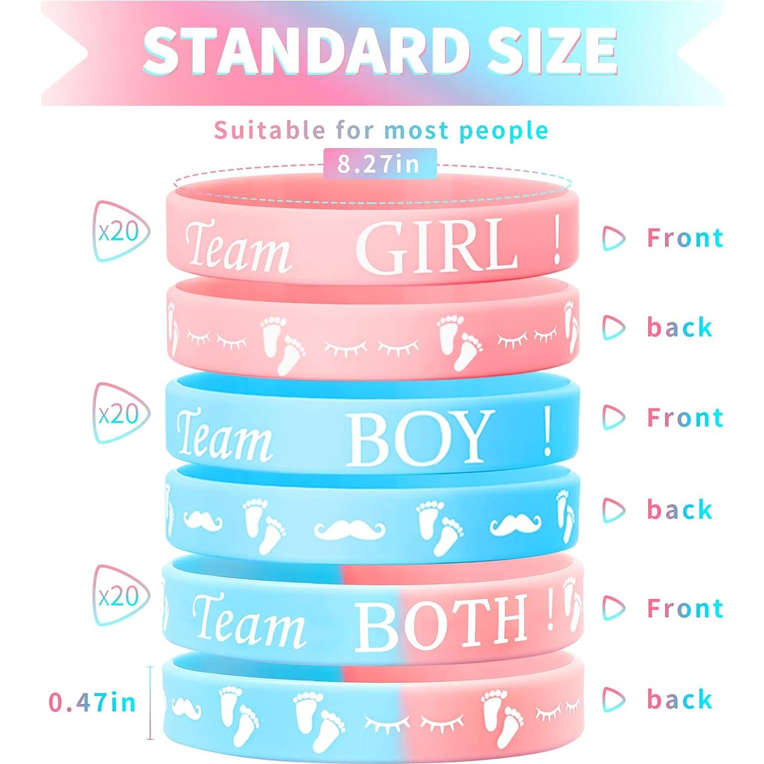 Hicarer 60 Pulseras de Revelación de Género Azul y Rosa