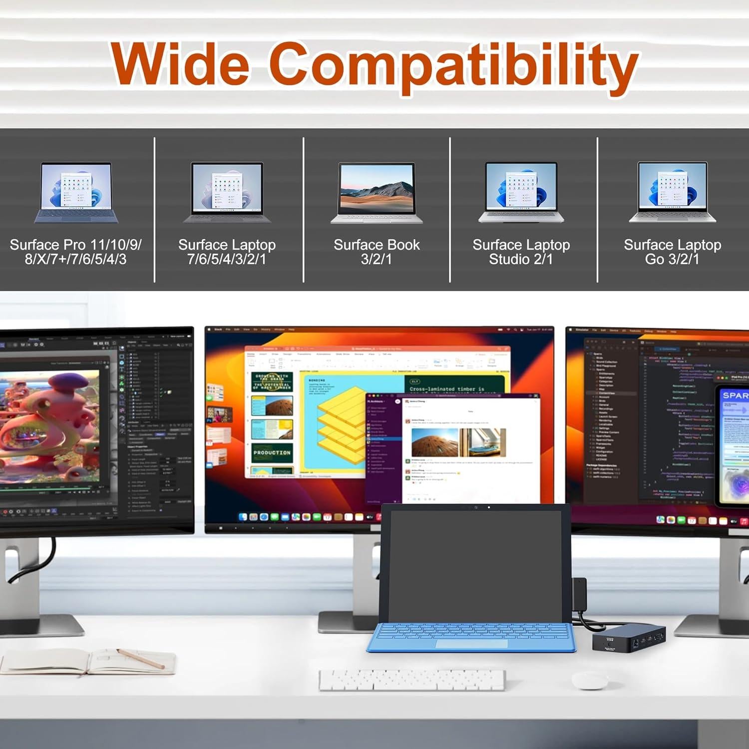 Estación de Acoplamiento Microsoft Surface 12 en 1 HDMI VGA